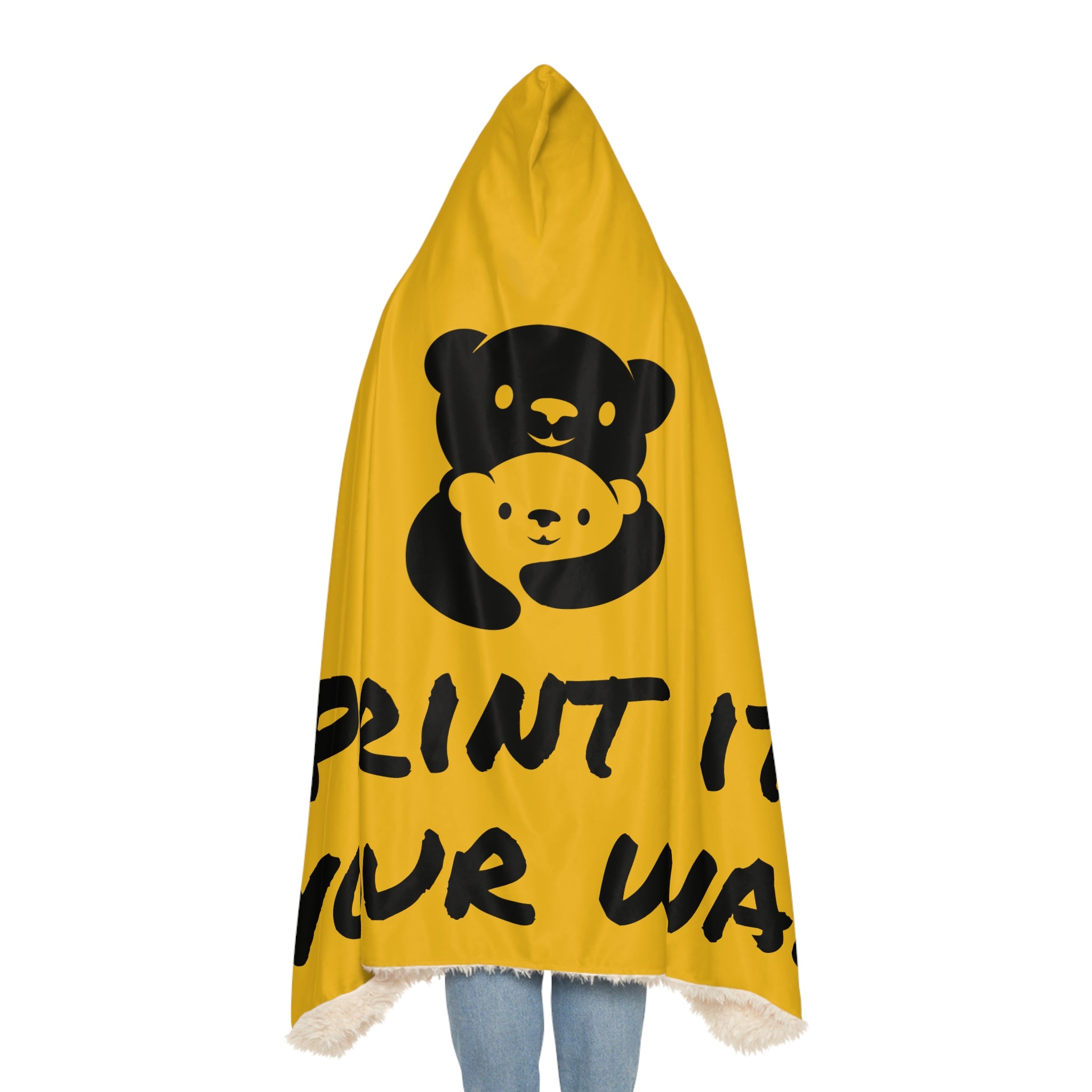 Black Bear Hug Snuggle Blanket | Yellow Sunny Cozy Fleece Throw