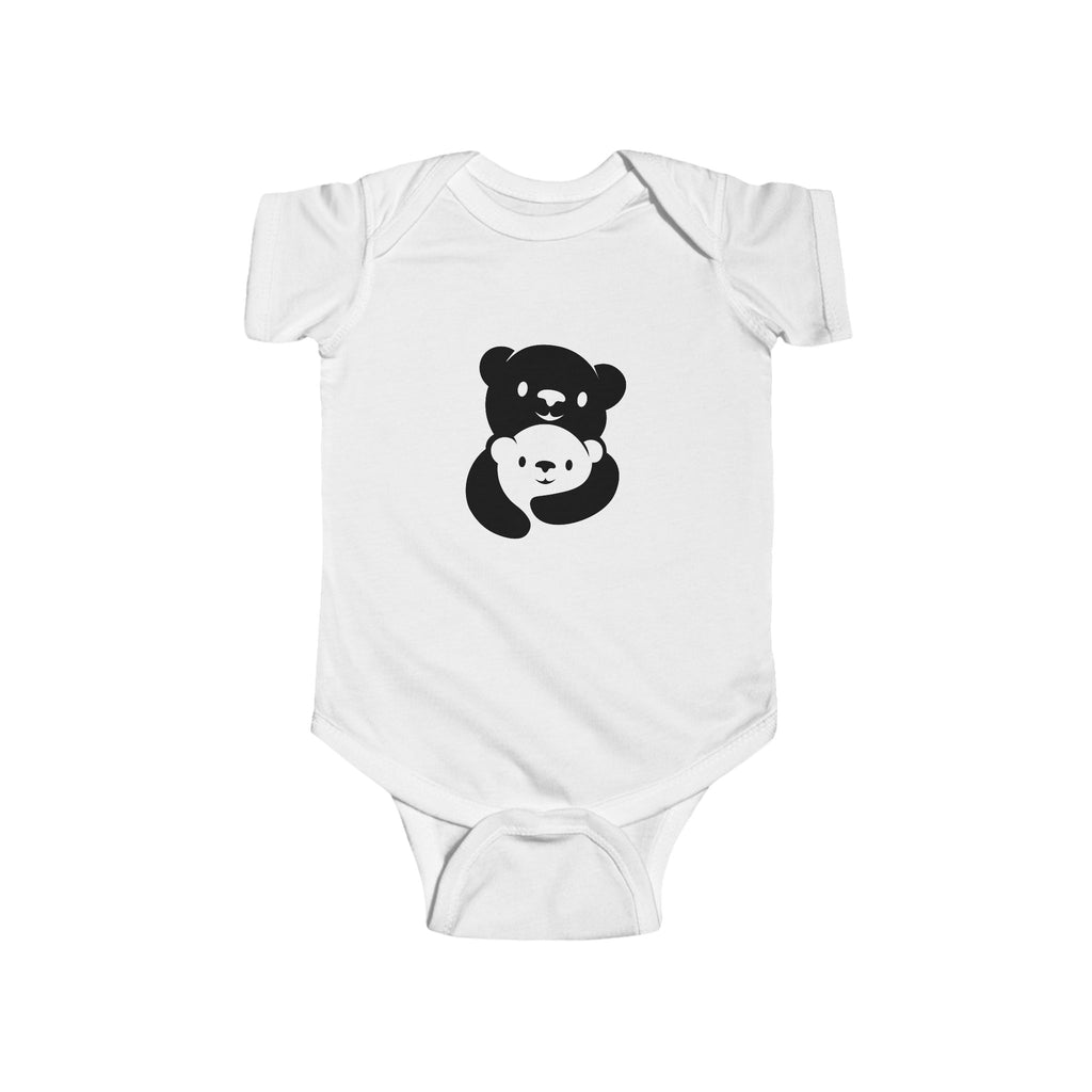 Black Bear Hug Infant Bodysuit | Soft Cotton Baby Onesie