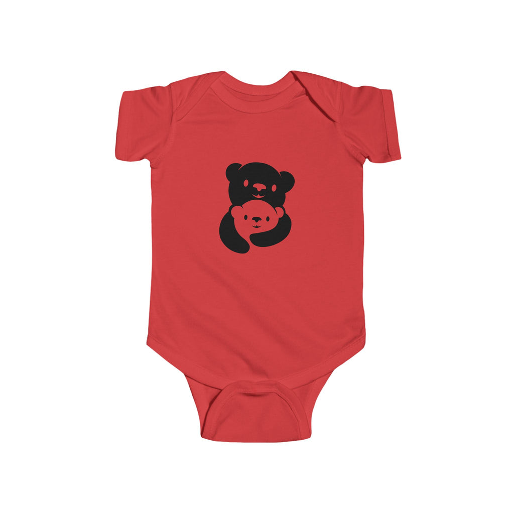 Black Bear Hug Infant Bodysuit | Soft Cotton Baby Onesie