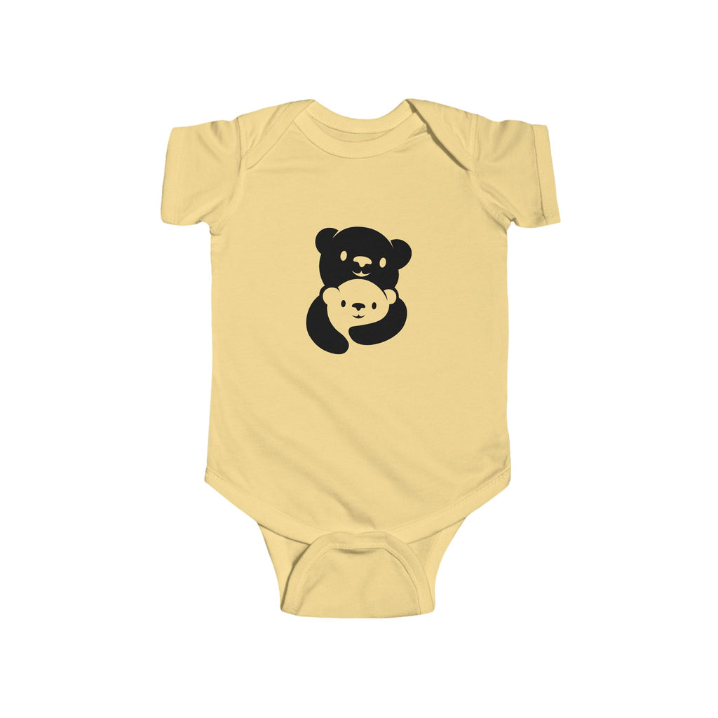 Black Bear Hug Infant Bodysuit | Soft Cotton Baby Onesie