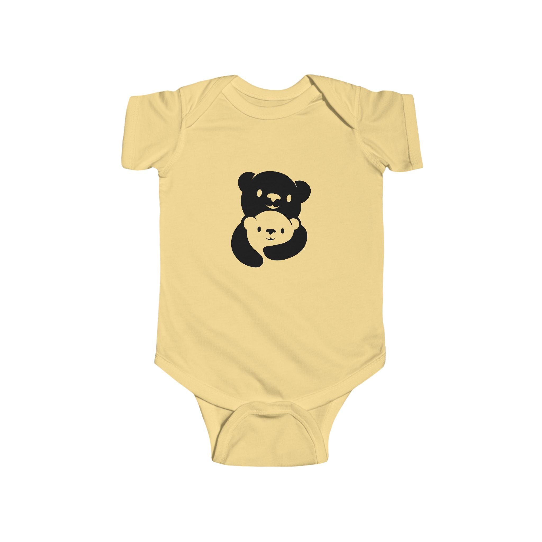 Black Bear Hug Infant Bodysuit | Soft Cotton Baby Onesie