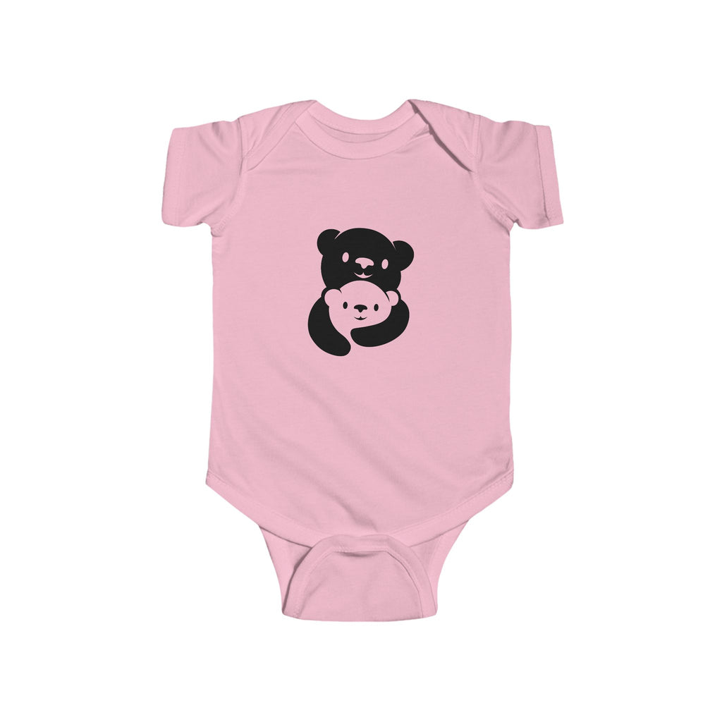 Black Bear Hug Infant Bodysuit | Soft Cotton Baby Onesie