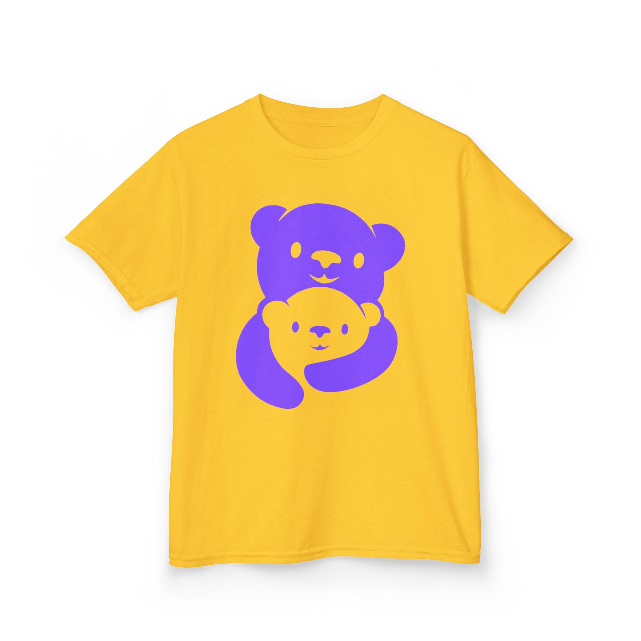 Purple Bear Hug Kids T-Shirt | Bold Heavy Cotton Youth Tee