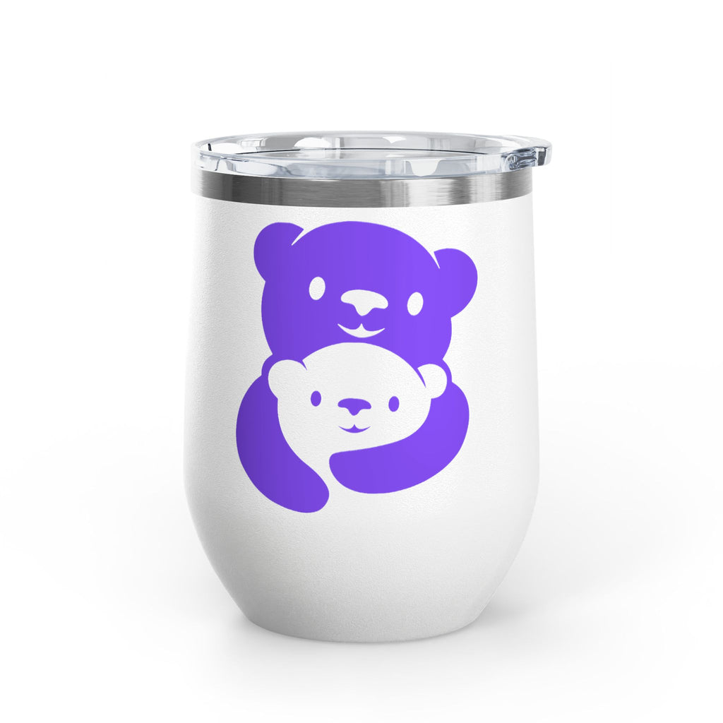Purple Bear Hug Wine Tumbler 12oz | Insulated Stainless Steel with Lid