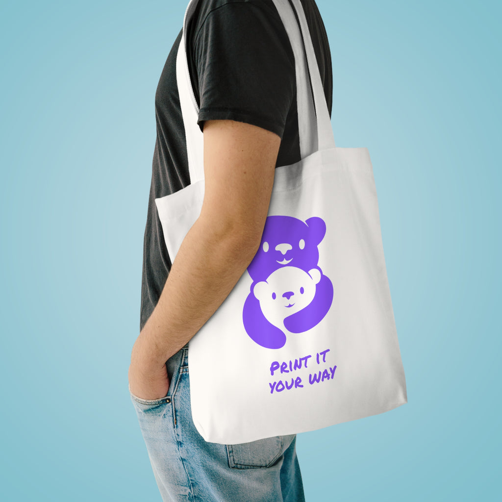 Purple Bear Hug Cotton Tote Bag | Heavy-Weight Canvas Tote