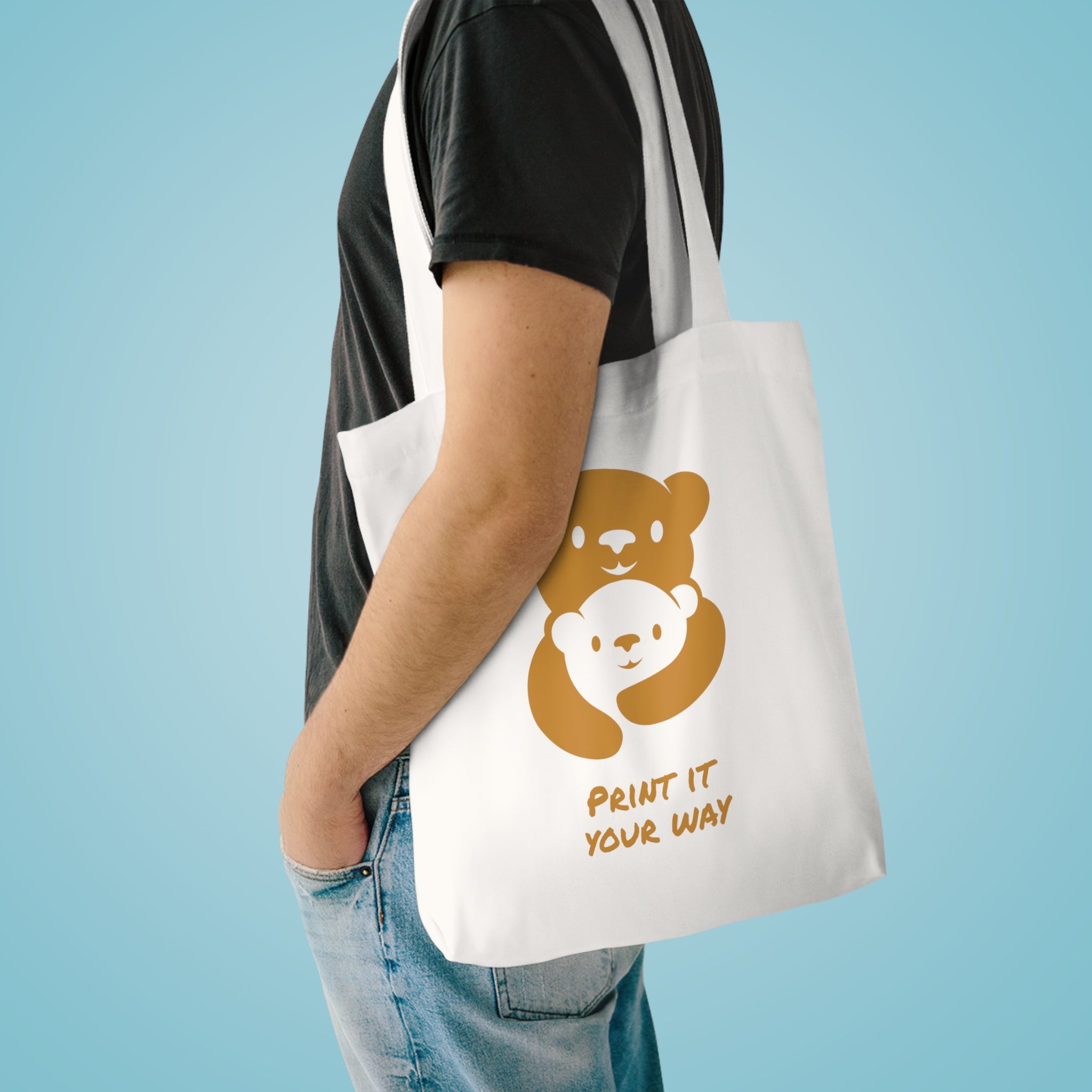 Gold Bear Hug Cotton Tote Bag | Premium Heavy-Weight Canvas Tote