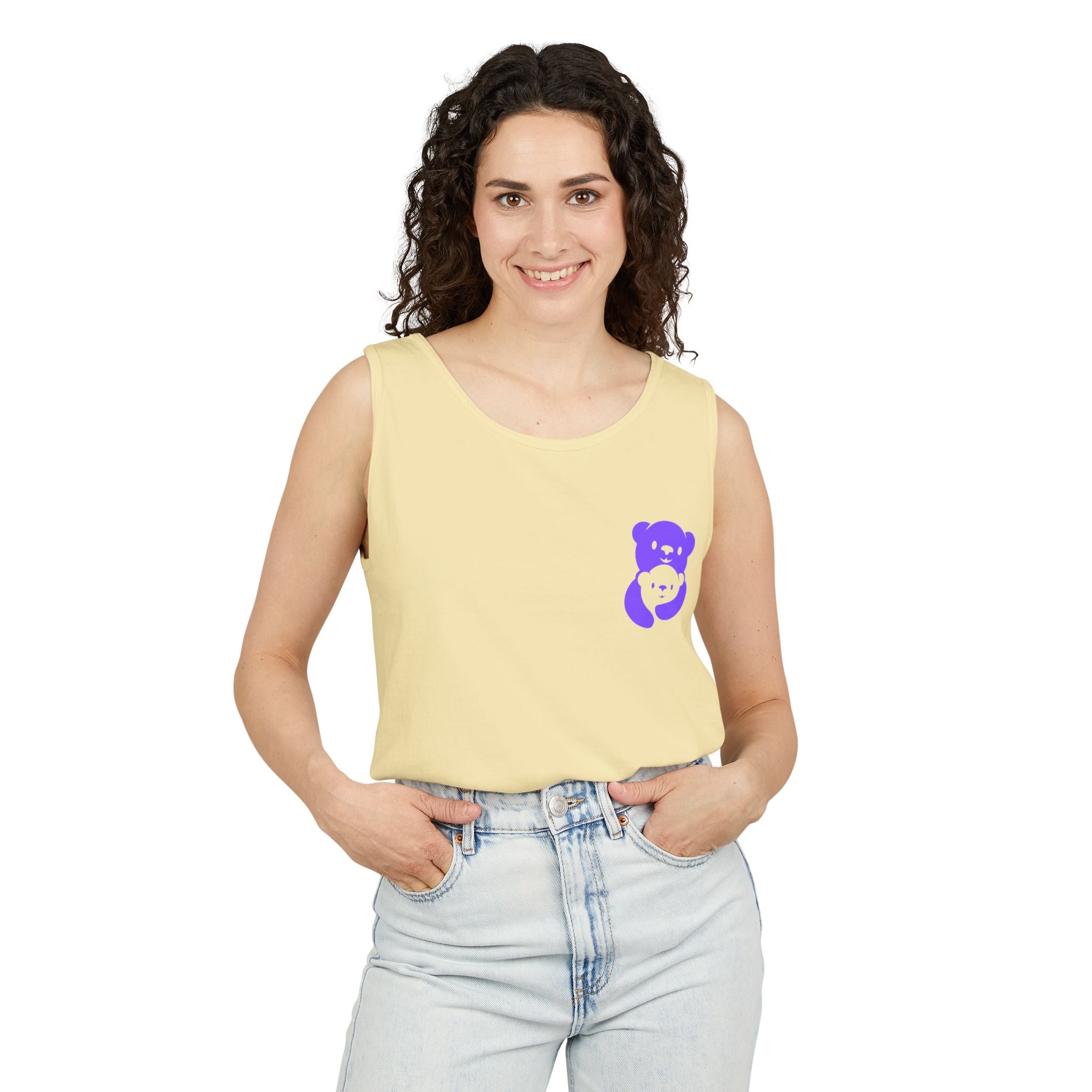 Purple Bear Hug Unisex Tank Top | Premium Heavyweight Garment-Dyed