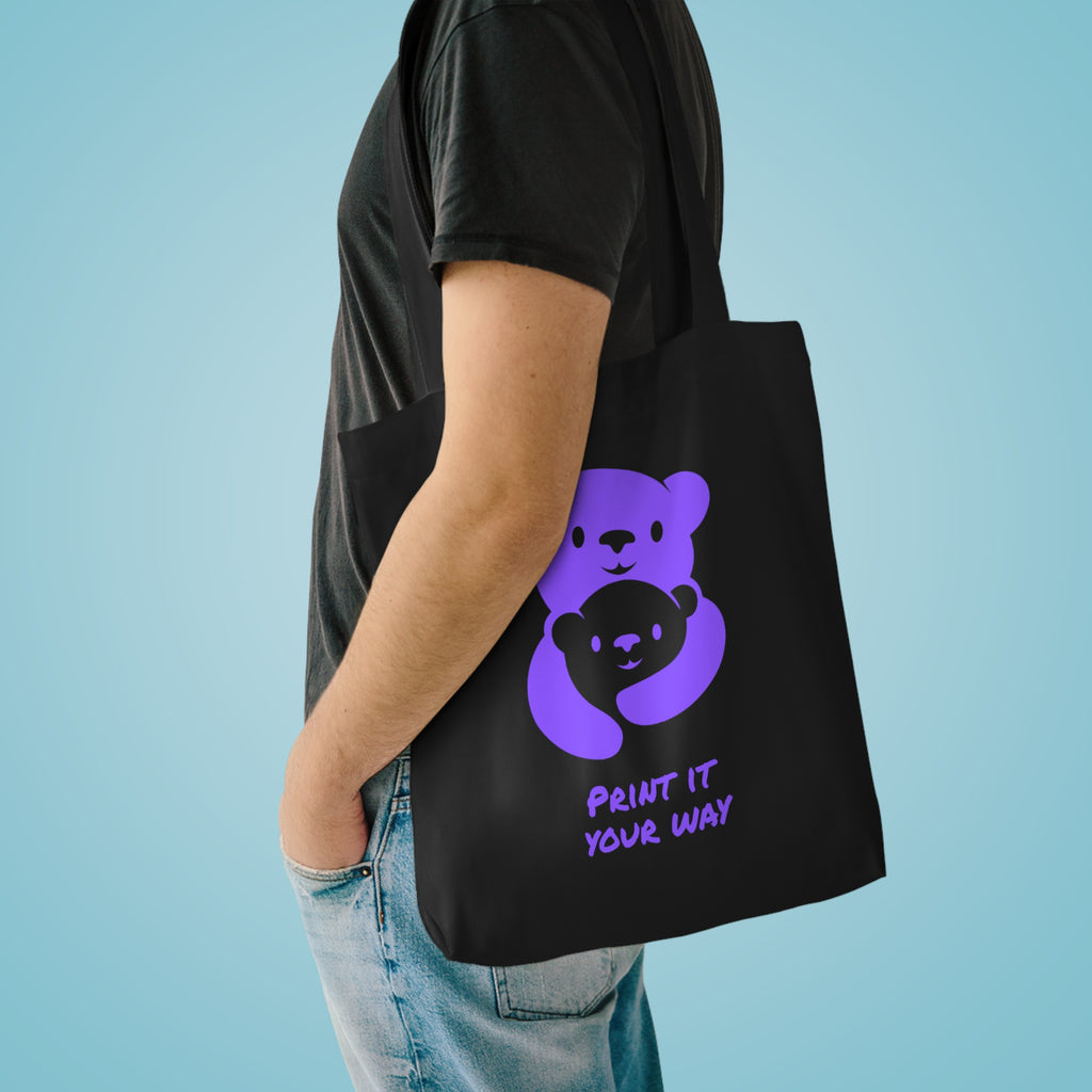 Purple Bear Hug Cotton Tote Bag | Heavy-Weight Canvas Tote