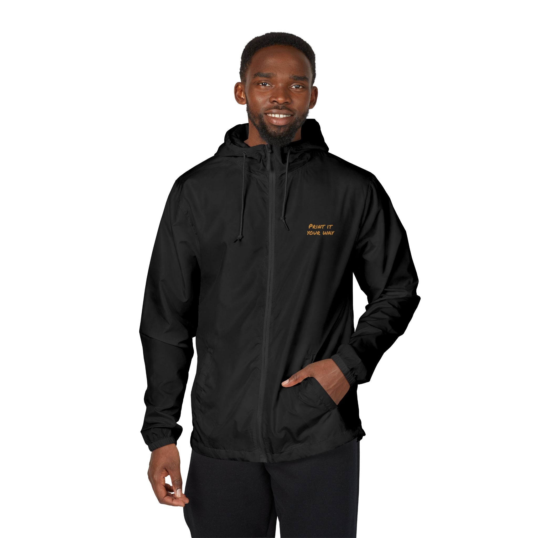 Bear Hug Windbreaker Jacket — Graphic Full-Zip Hooded Windbreaker