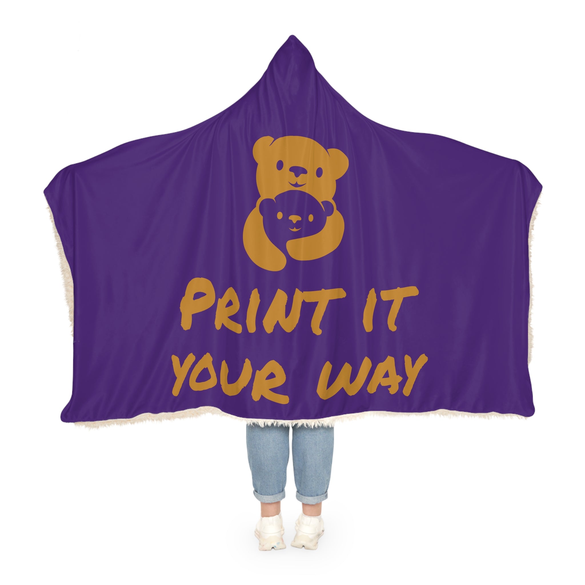 Gold Bear Hug Snuggle Blanket | Purple Premium Luxury Fleece Throw
