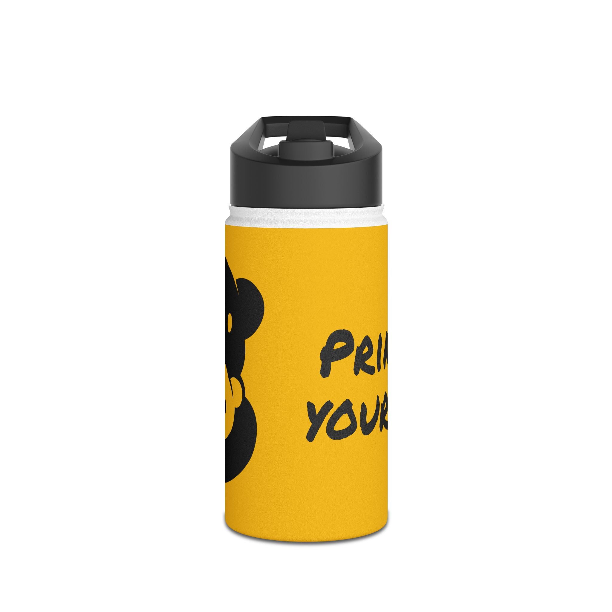 Black Bear Hug Stainless Steel Water Bottle | Yellow Insulated 12oz/18oz/32oz