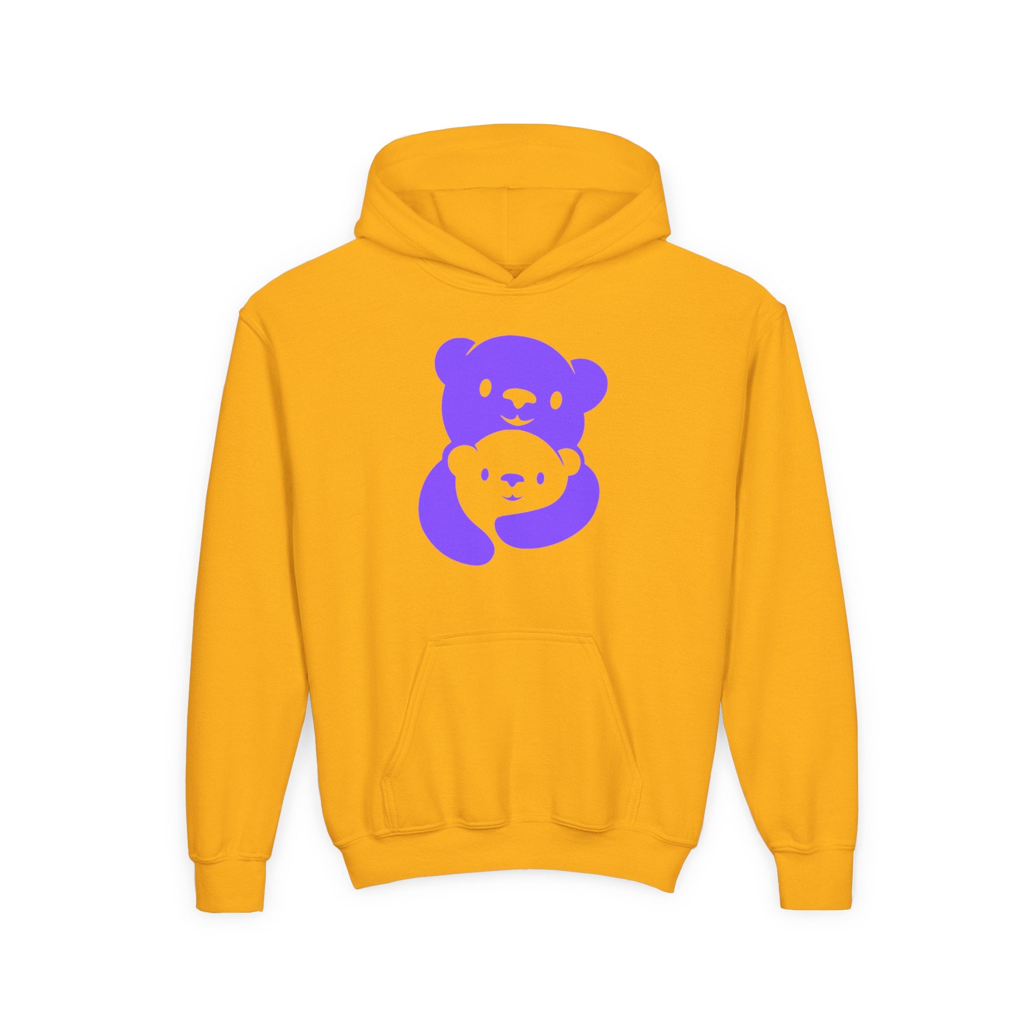 Purple Bear Hug Youth Hoodie | Bold Heavy Blend Hooded Sweatshirt