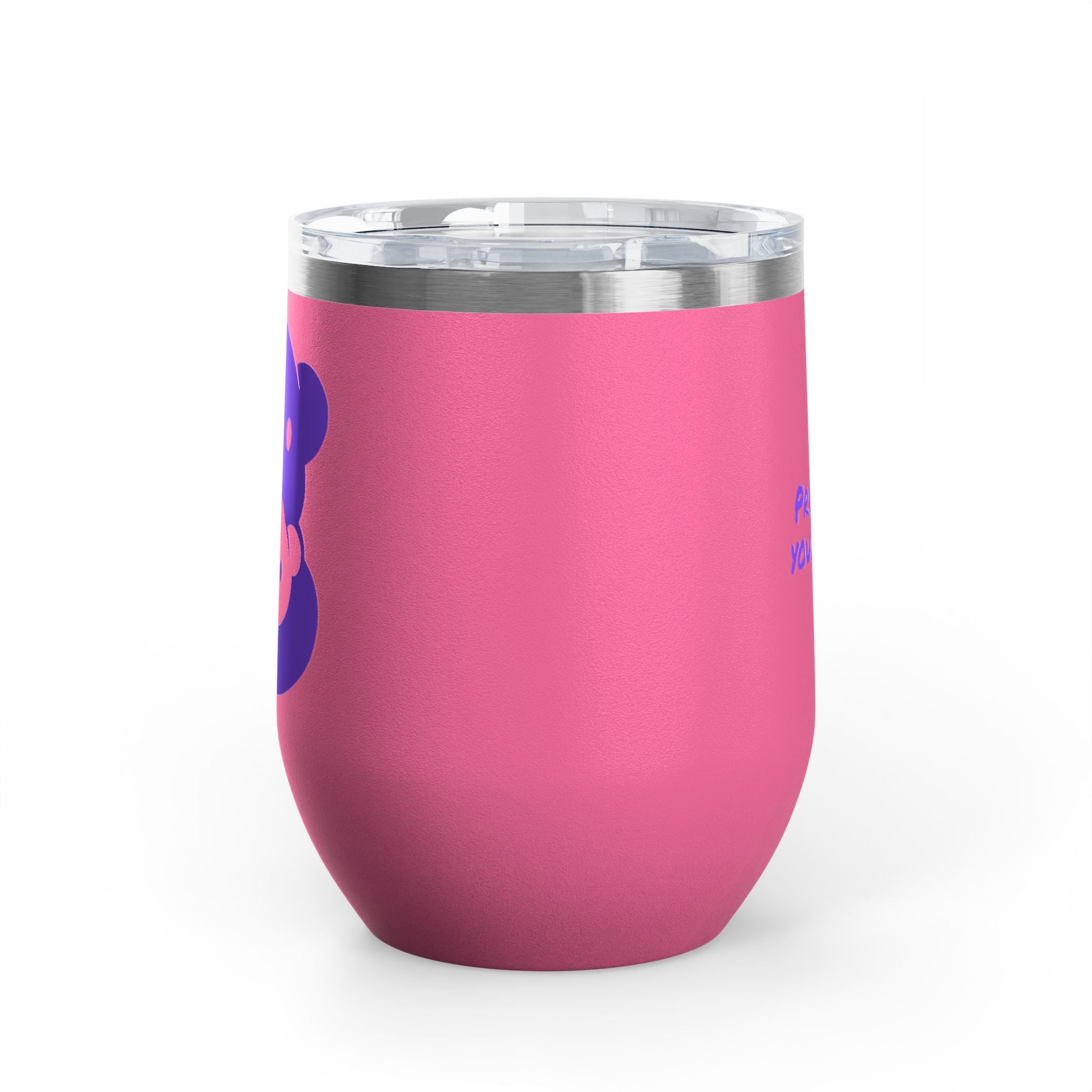 Purple Bear Hug Wine Tumbler 12oz | Insulated Stainless Steel with Lid