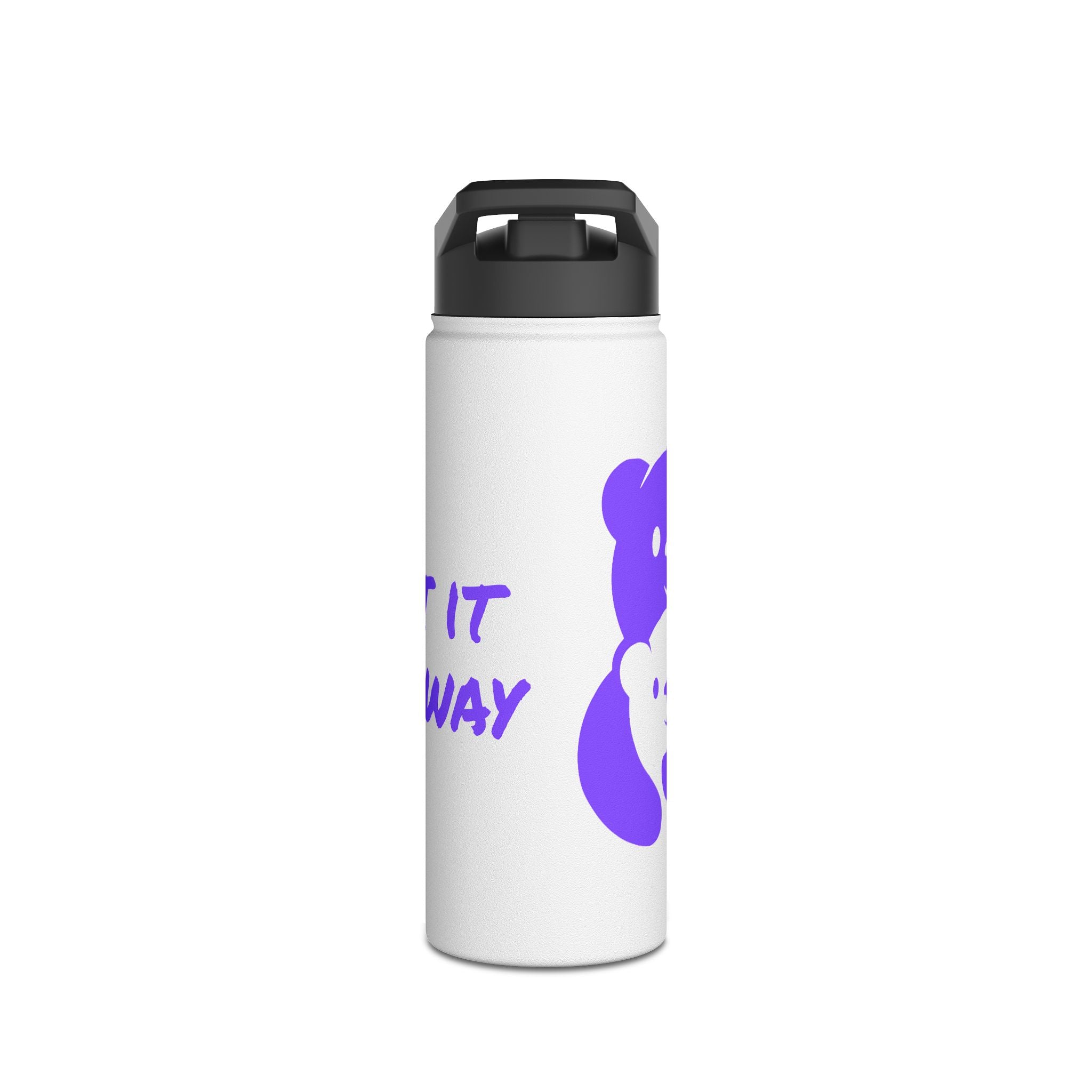 Purple Bear Hug Stainless Steel Water Bottle | White Bright 12oz/18oz/32oz