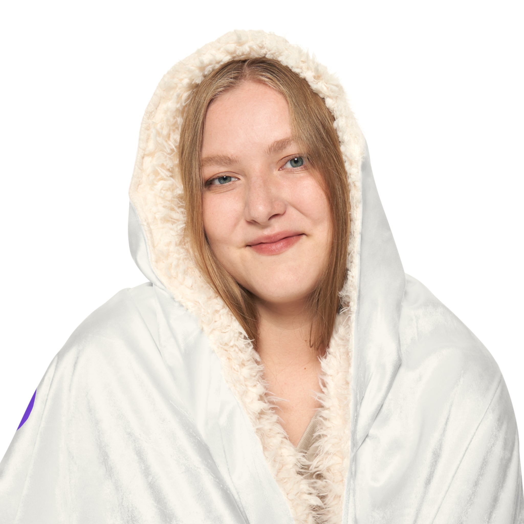 Purple Bear Hug Snuggle Blanket | White Bright Cozy Fleece Throw