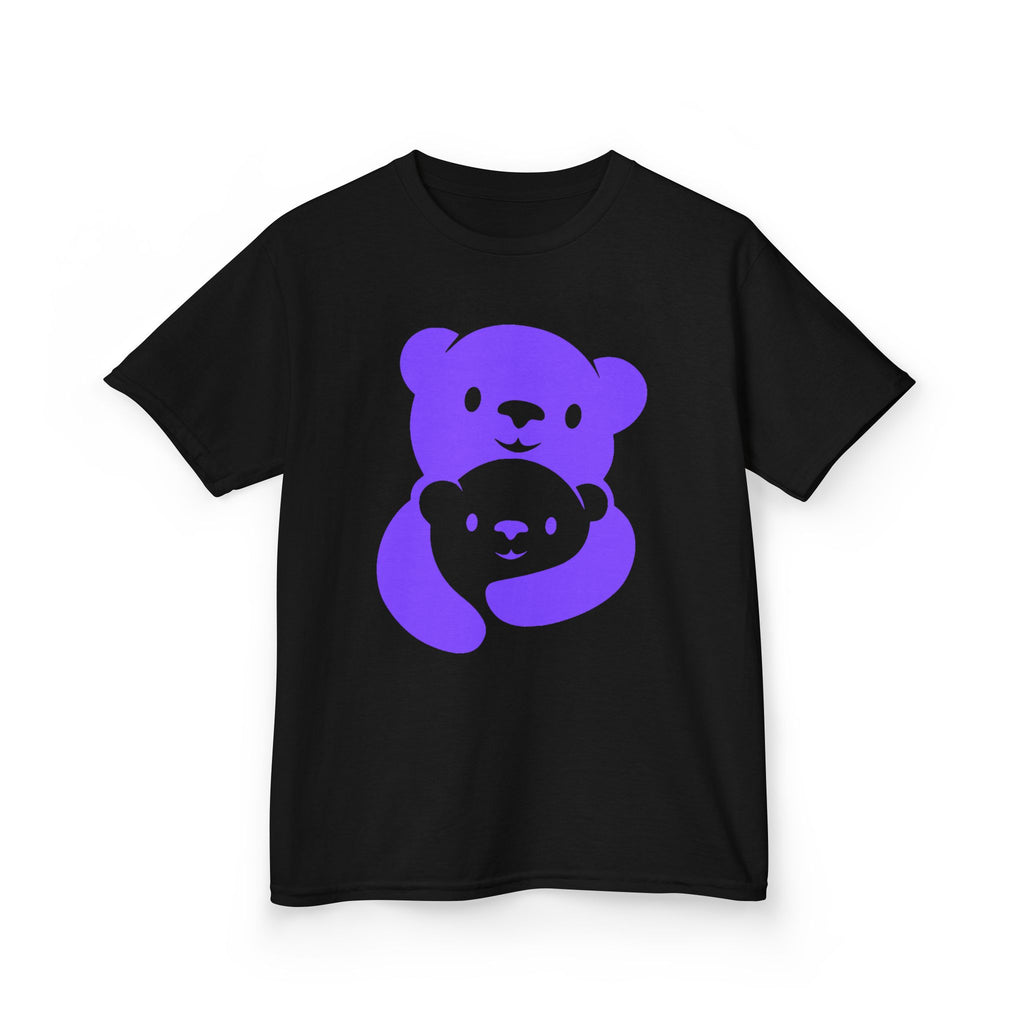 Purple Bear Hug Kids T-Shirt | Bold Heavy Cotton Youth Tee