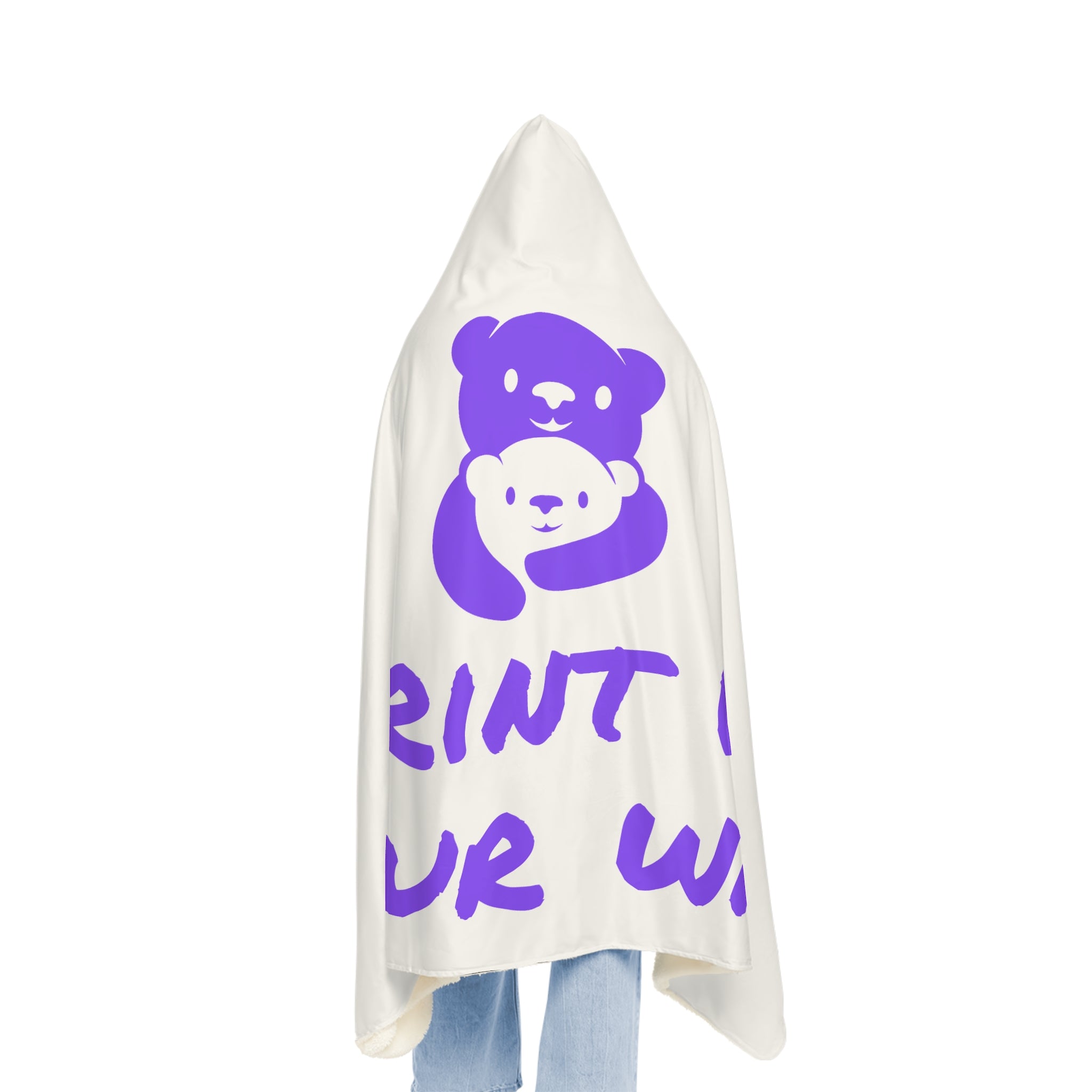 Purple Bear Hug Snuggle Blanket | White Bright Cozy Fleece Throw