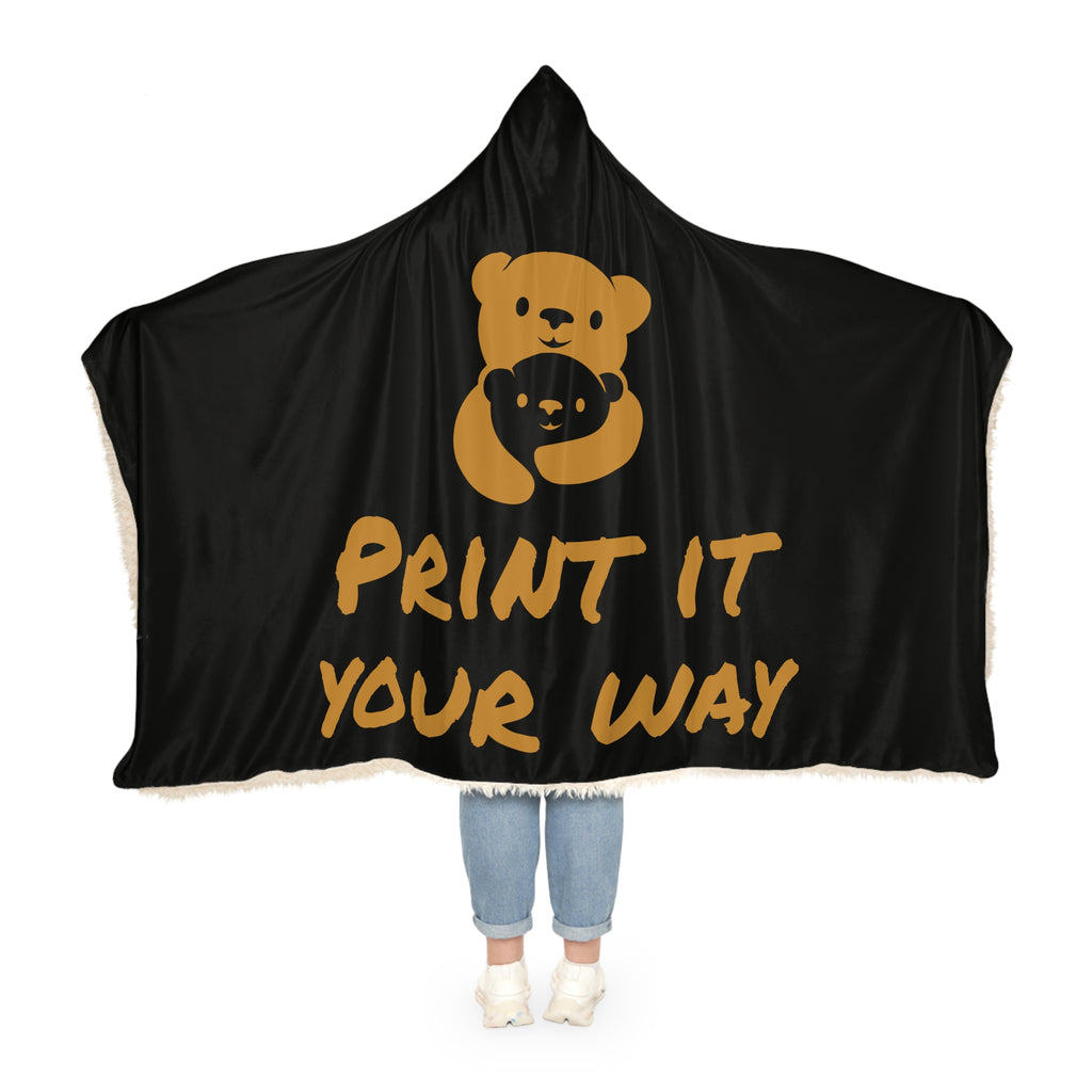 Gold Bear Hug Snuggle Blanket | Black Premium Luxury Fleece Throw