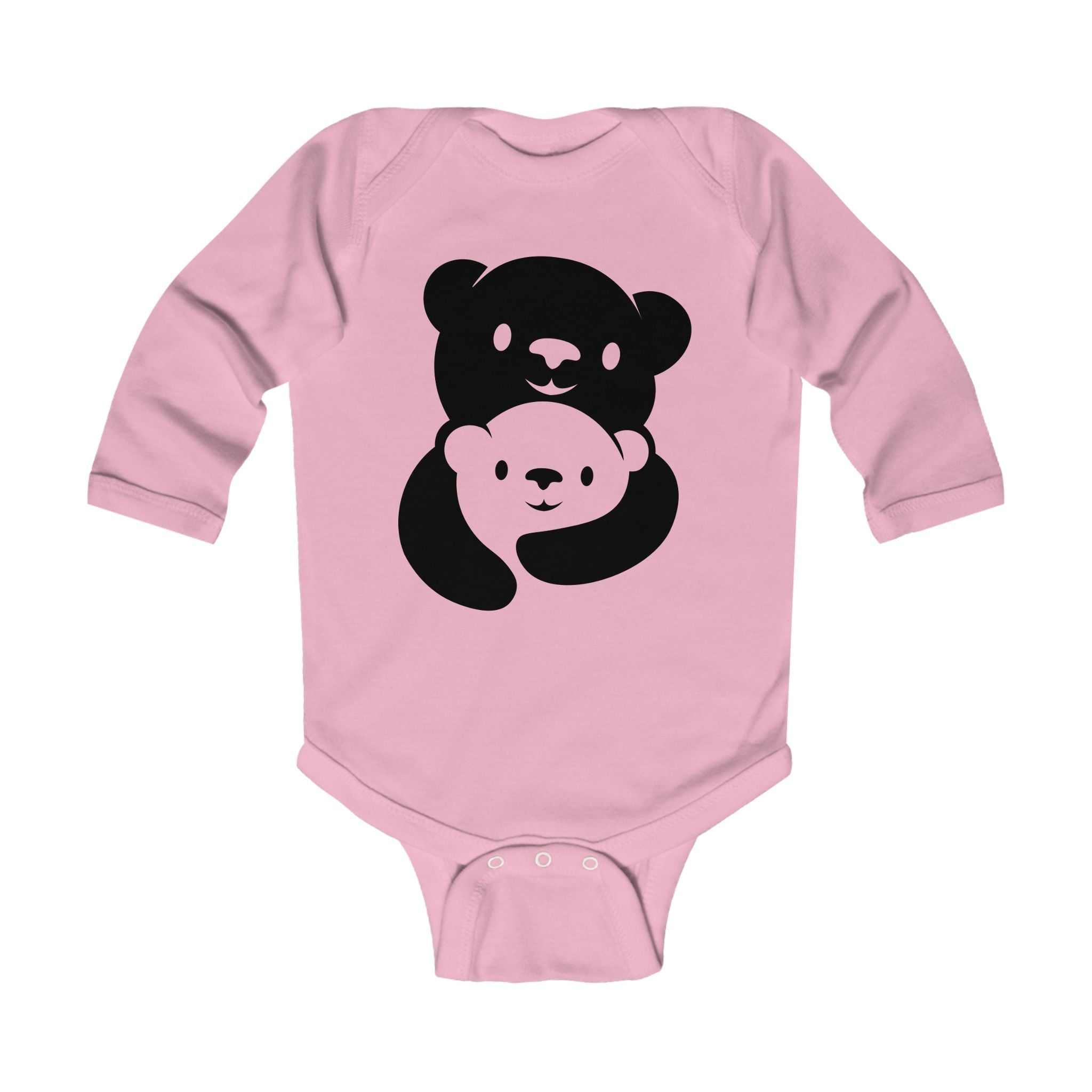Black Bear Hug Infant Long Sleeve Bodysuit | Soft Cotton Baby Onesie