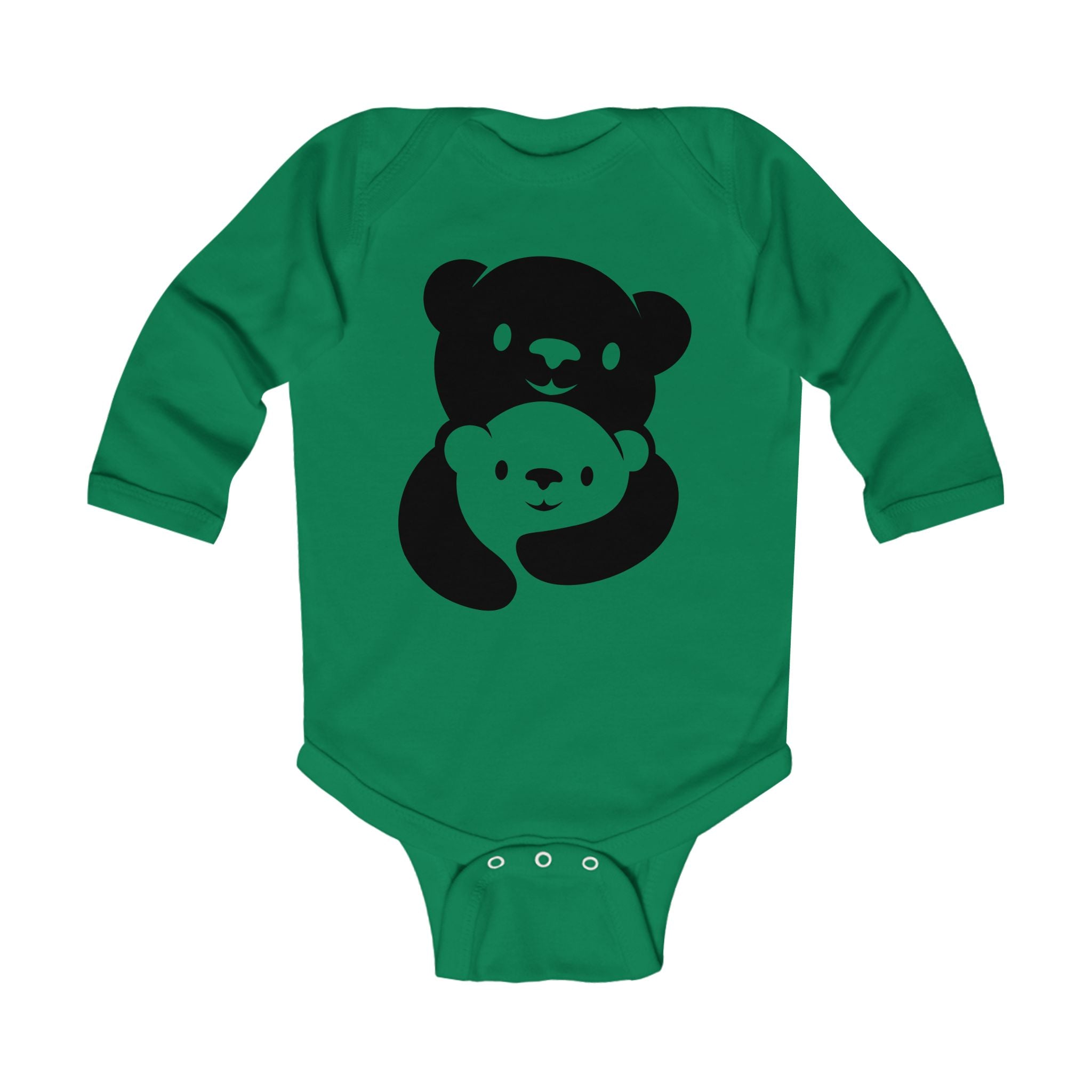Black Bear Hug Infant Long Sleeve Bodysuit | Soft Cotton Baby Onesie