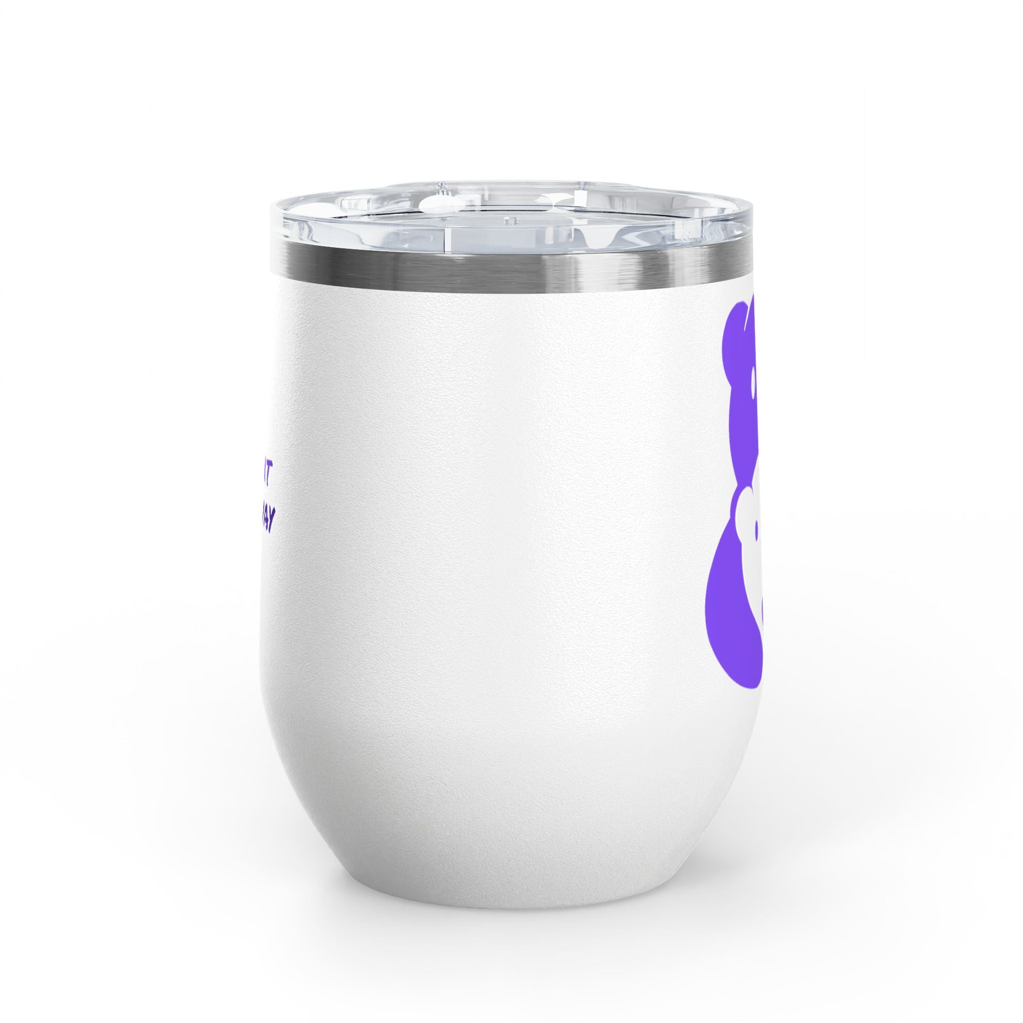 Purple Bear Hug Wine Tumbler 12oz | Insulated Stainless Steel with Lid