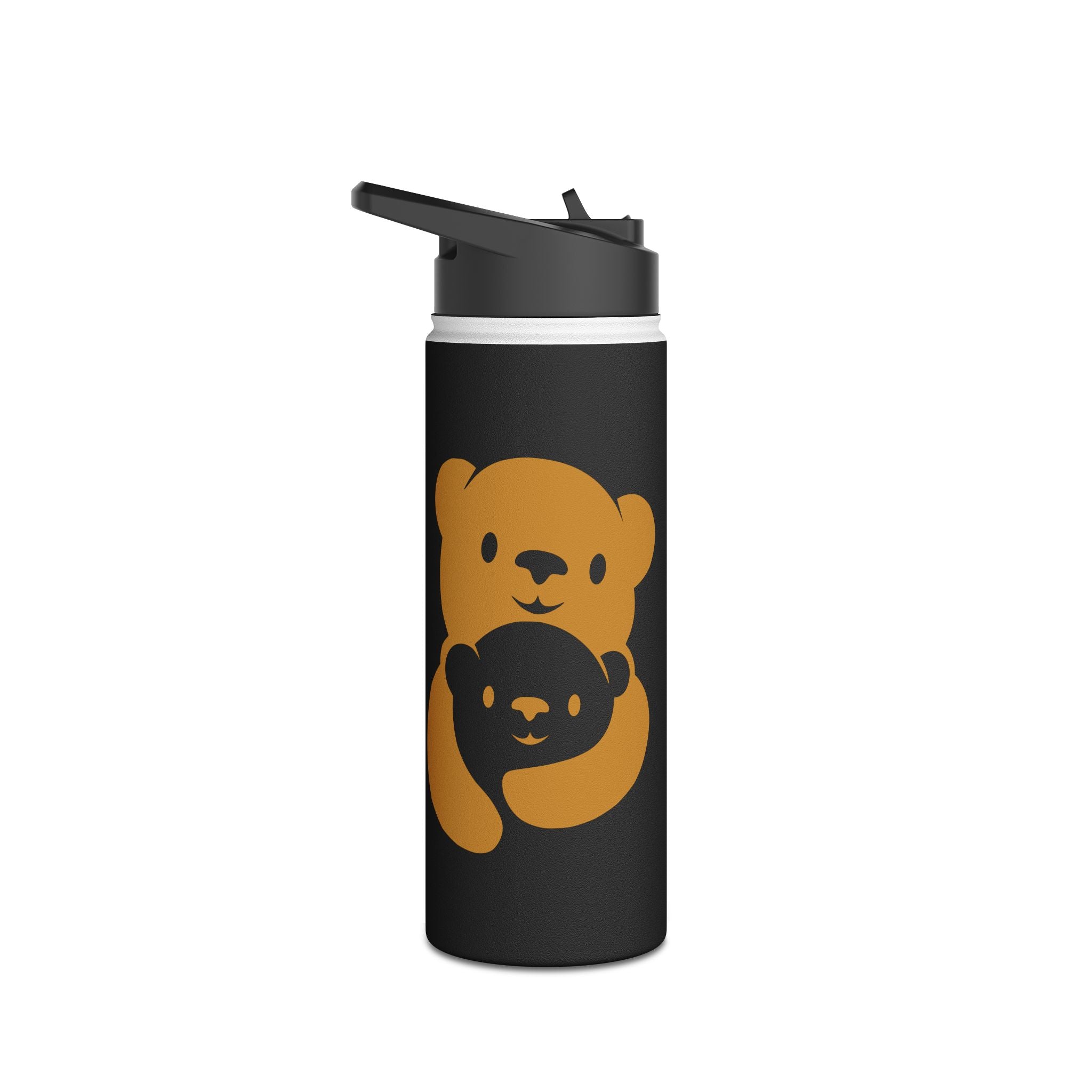 Gold Bear Hug Stainless Steel Water Bottle | Black Premium 12oz/18oz/32oz