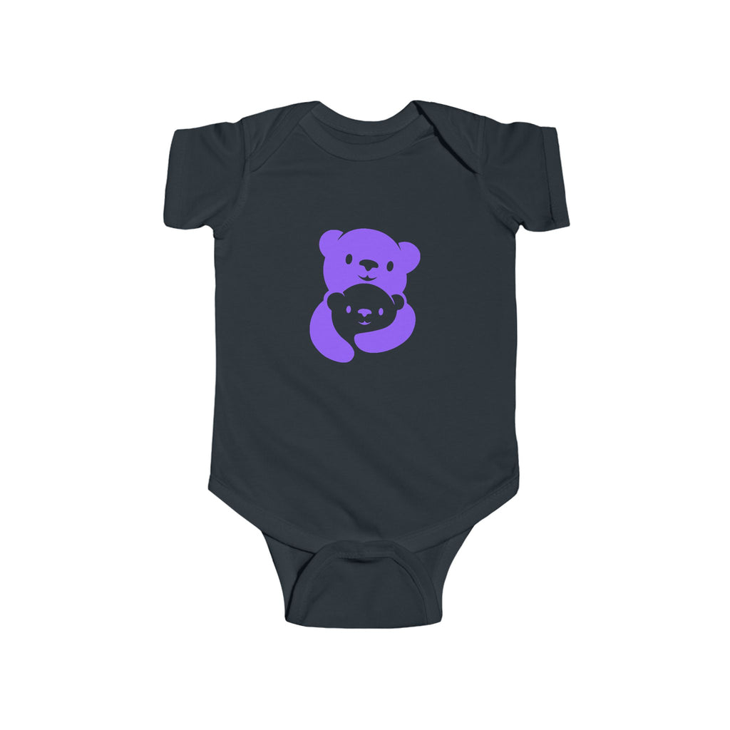 Purple Bear Hug Infant Bodysuit | Bold Soft Cotton Baby Onesie