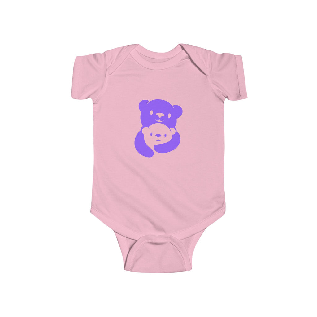 Purple Bear Hug Infant Bodysuit | Bold Soft Cotton Baby Onesie