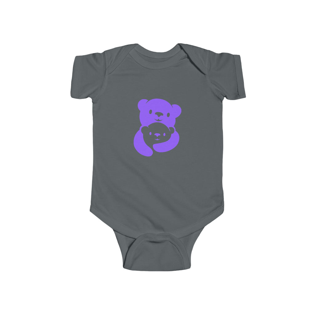 Purple Bear Hug Infant Bodysuit | Bold Soft Cotton Baby Onesie