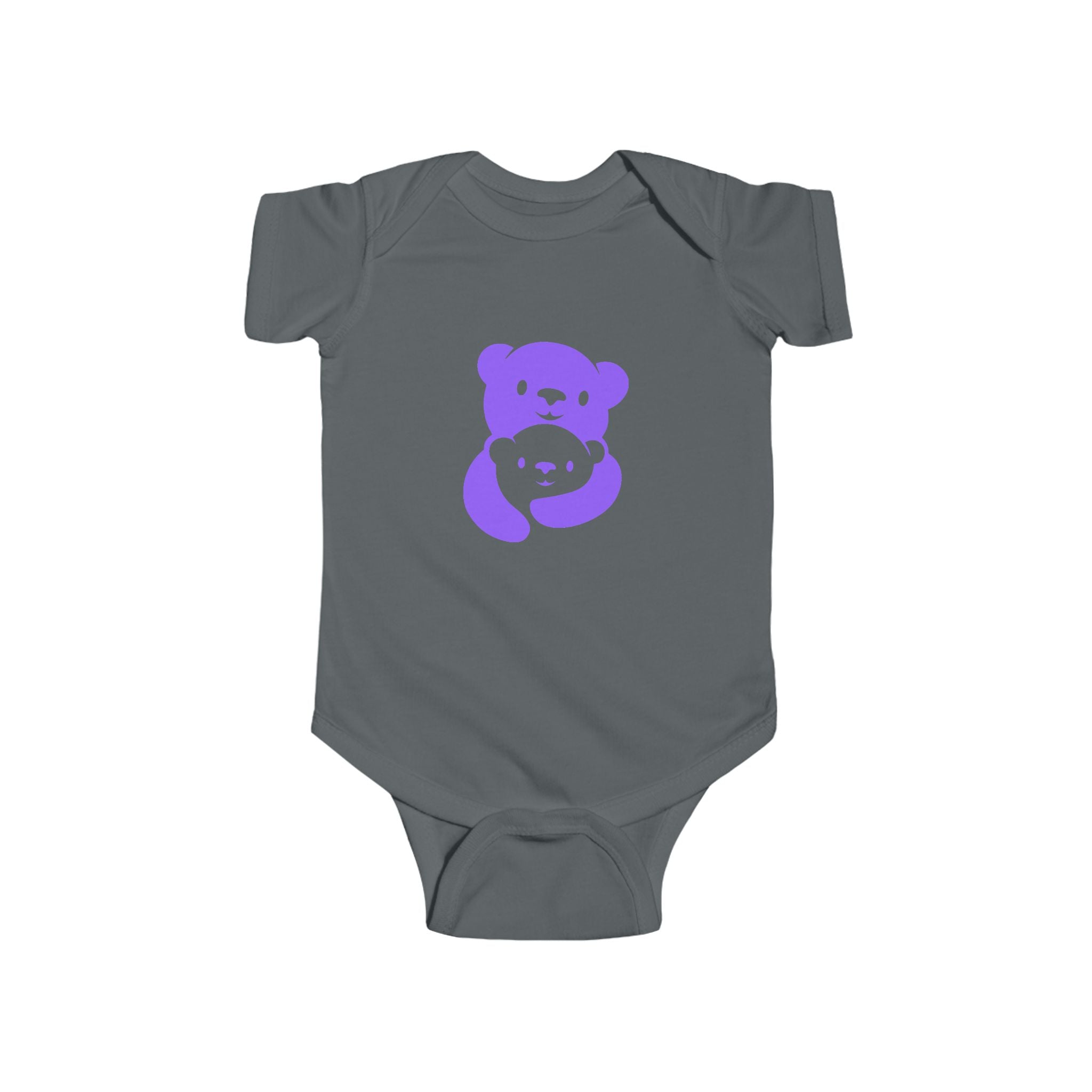 Purple Bear Hug Infant Bodysuit | Bold Soft Cotton Baby Onesie