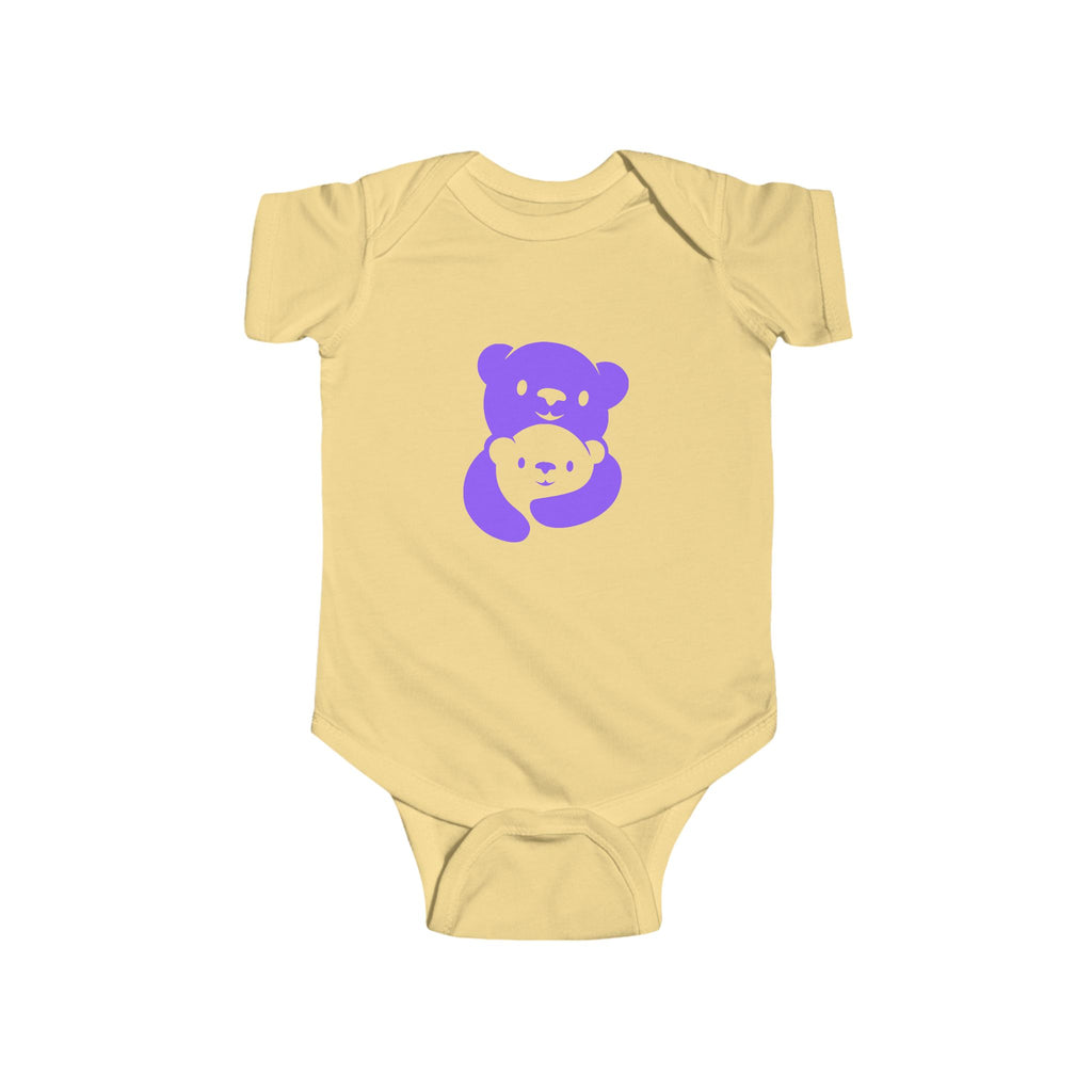 Purple Bear Hug Infant Bodysuit | Bold Soft Cotton Baby Onesie
