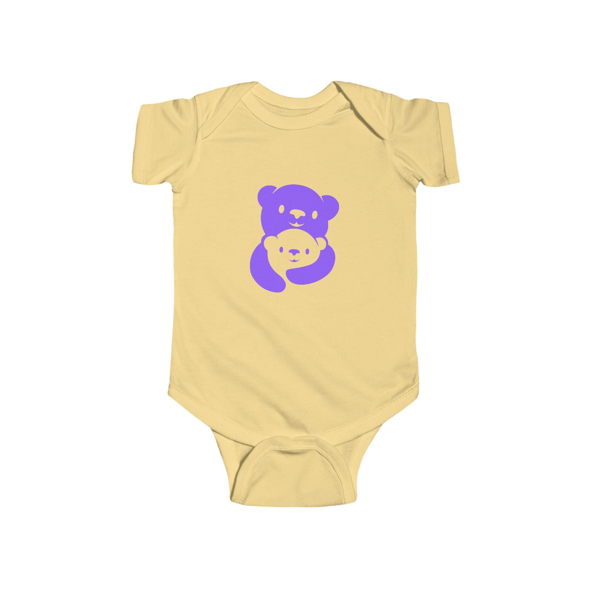 Purple Bear Hug Infant Bodysuit | Bold Soft Cotton Baby Onesie