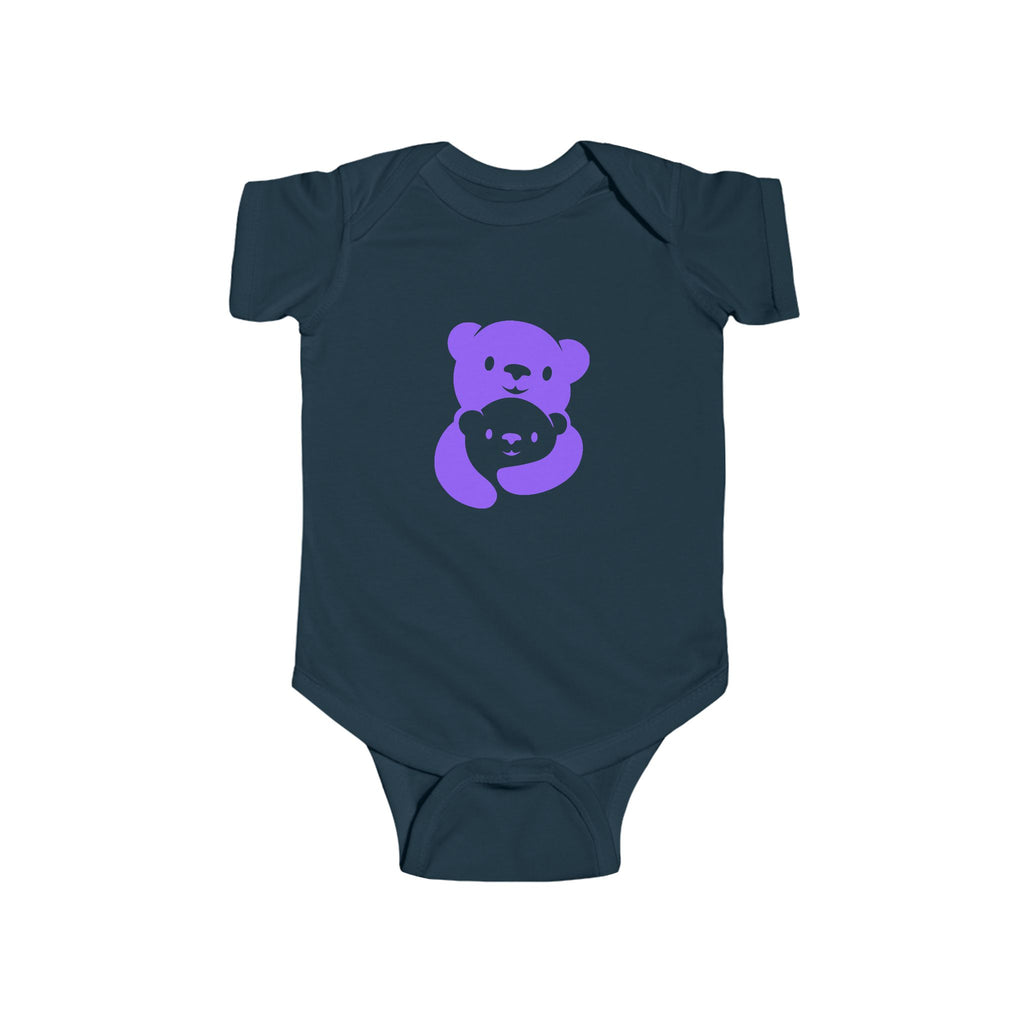 Purple Bear Hug Infant Bodysuit | Bold Soft Cotton Baby Onesie
