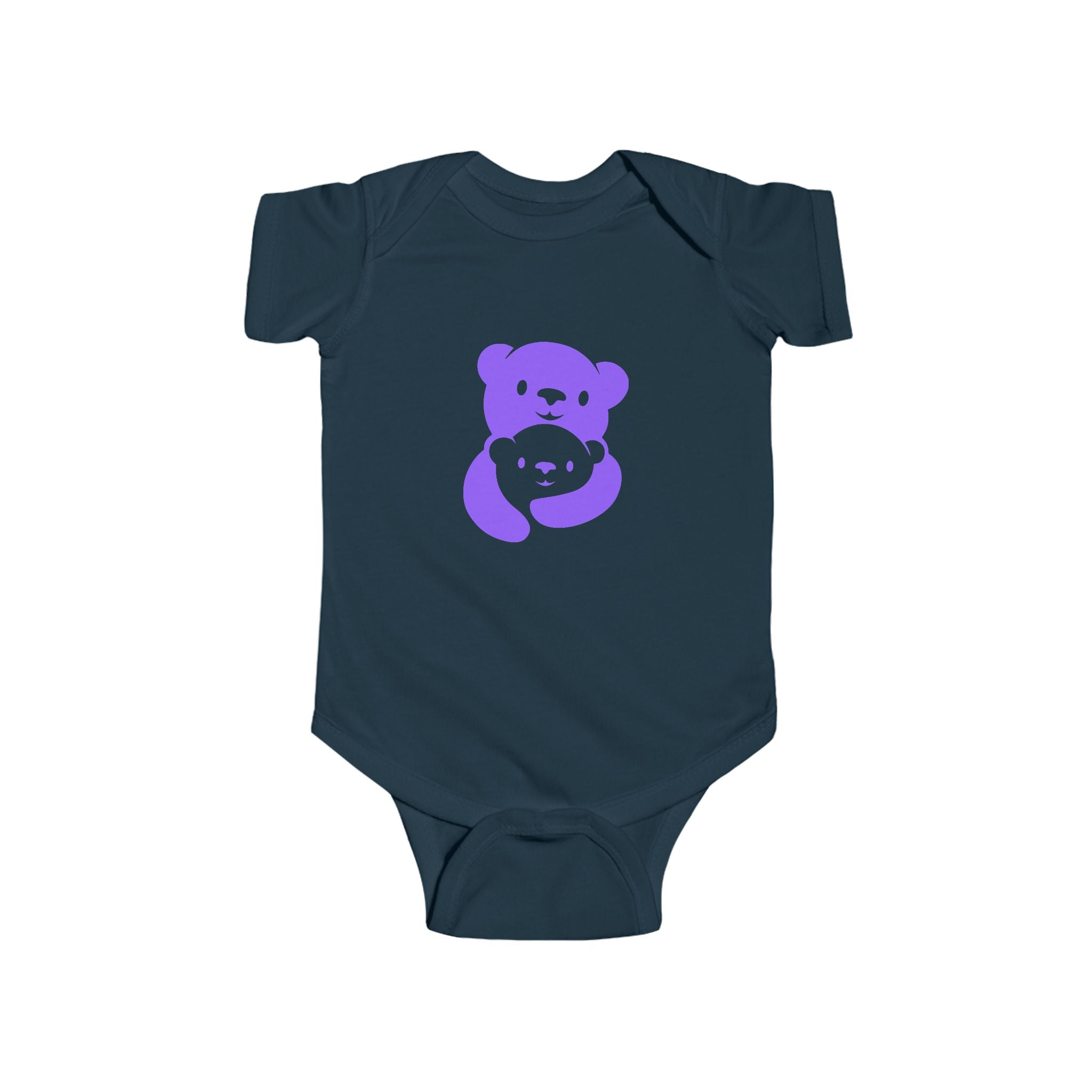 Purple Bear Hug Infant Bodysuit | Bold Soft Cotton Baby Onesie