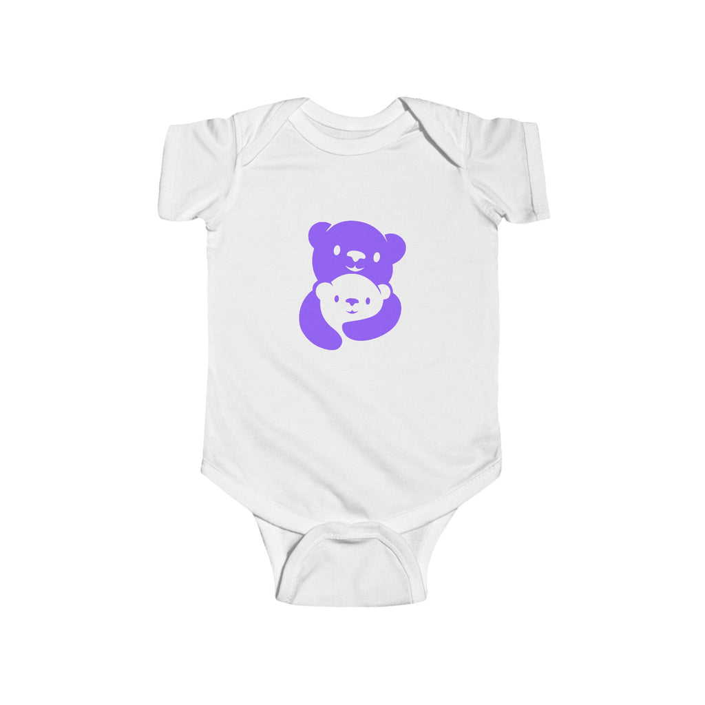 Purple Bear Hug Infant Bodysuit | Bold Soft Cotton Baby Onesie