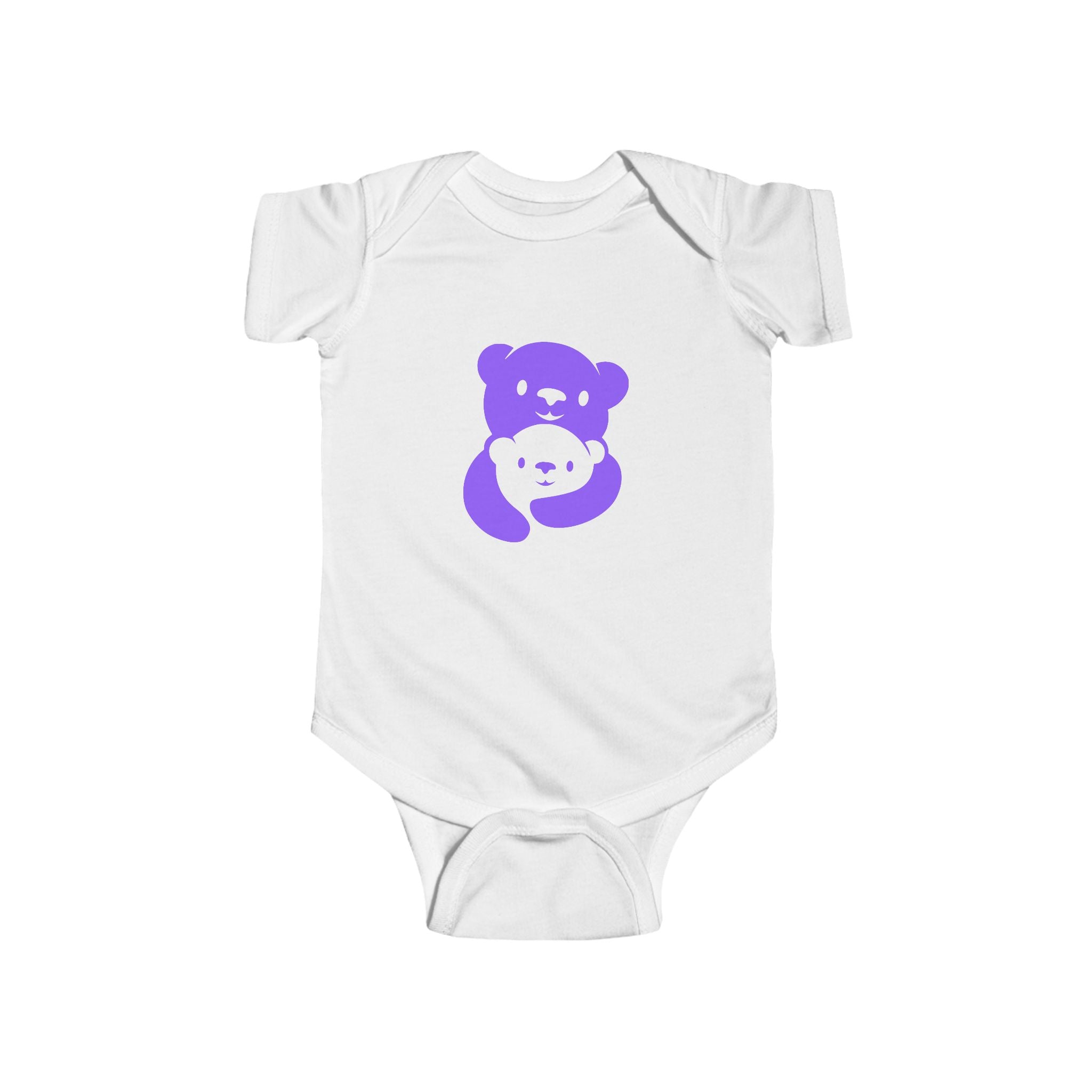 Purple Bear Hug Infant Bodysuit | Bold Soft Cotton Baby Onesie