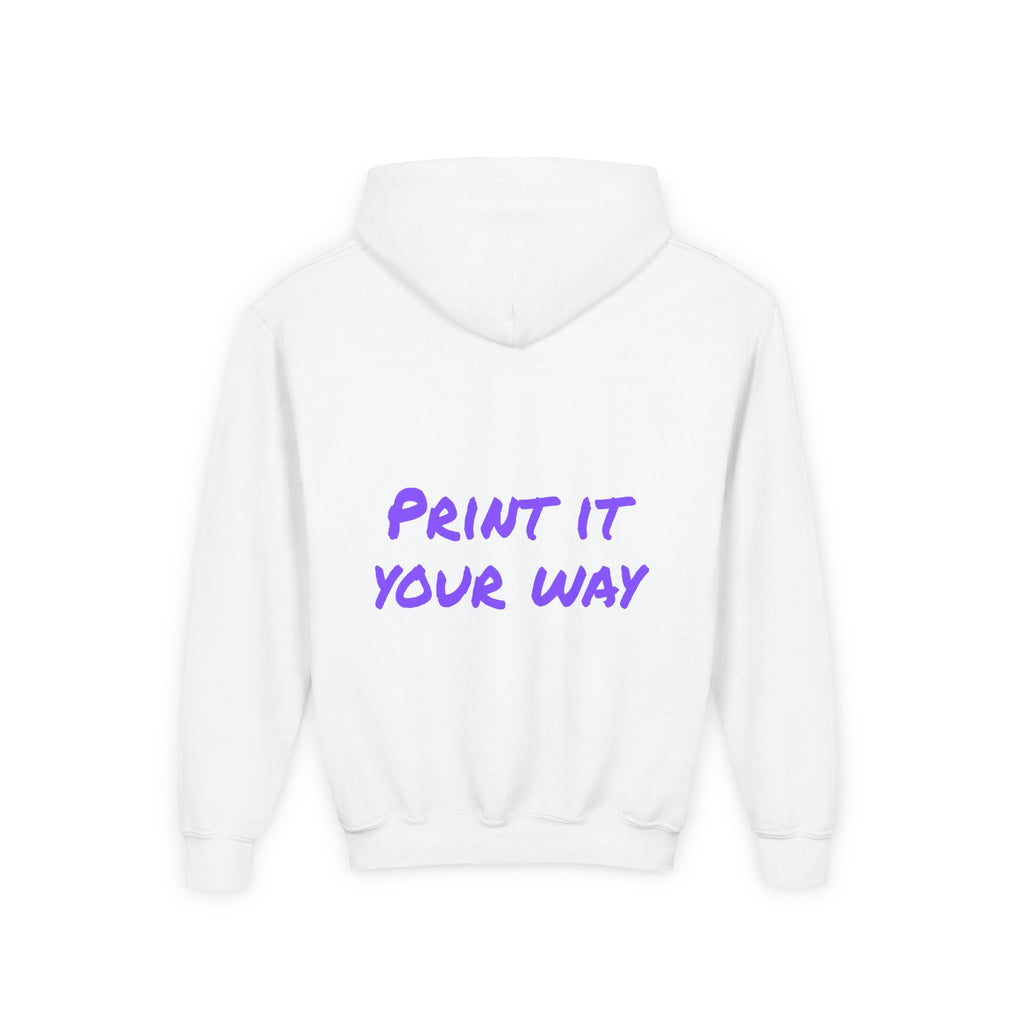 Purple Bear Hug Youth Hoodie | Bold Heavy Blend Hooded Sweatshirt