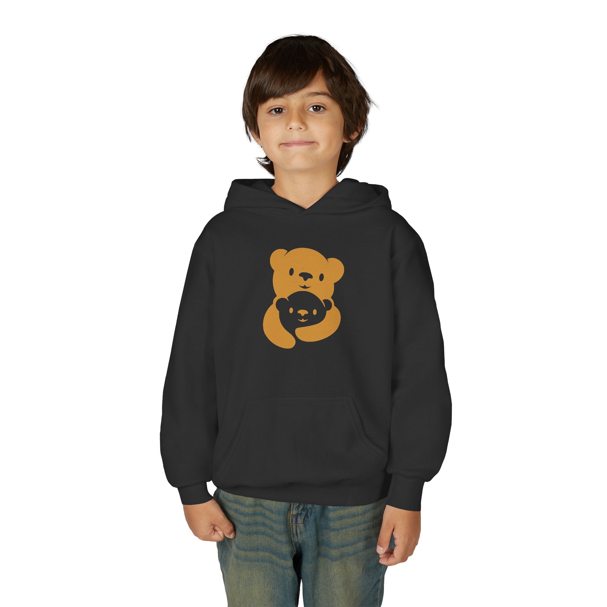 Gold Bear Hug Youth Hoodie | Premium Heavy Blend Hooded Sweatshirt