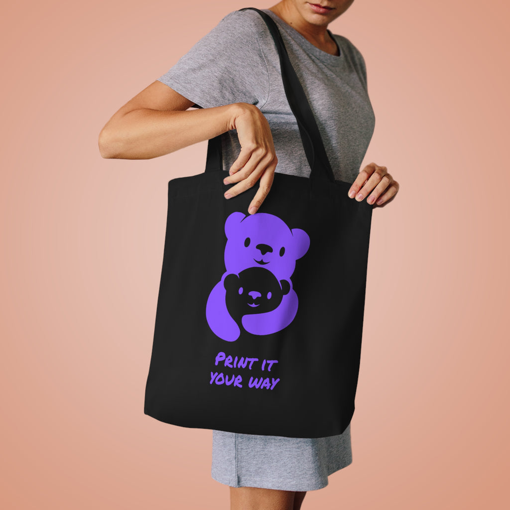 Purple Bear Hug Cotton Tote Bag | Heavy-Weight Canvas Tote