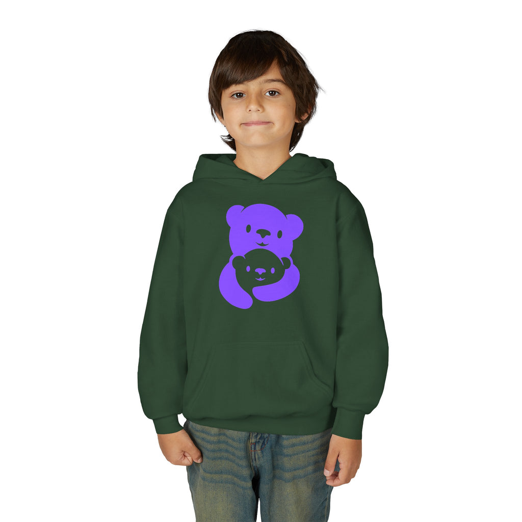 Purple Bear Hug Youth Hoodie | Bold Heavy Blend Hooded Sweatshirt