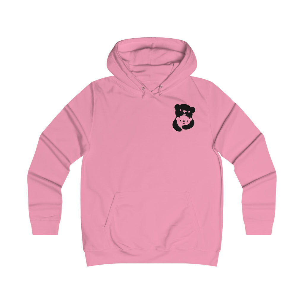 Black Bear Hug Women's Hoodie | Fitted College Hoodie for Moms
