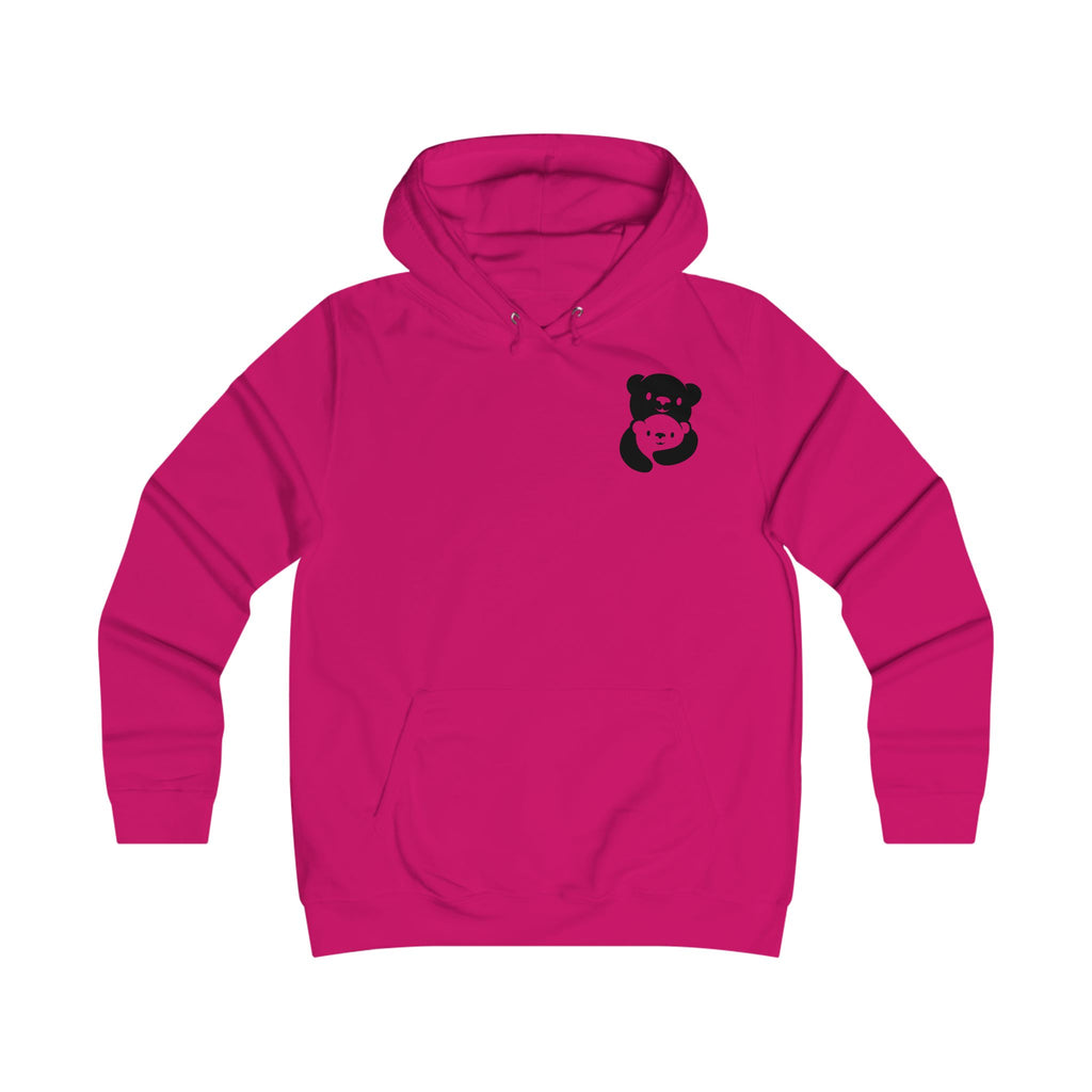 Black Bear Hug Women's Hoodie | Fitted College Hoodie for Moms