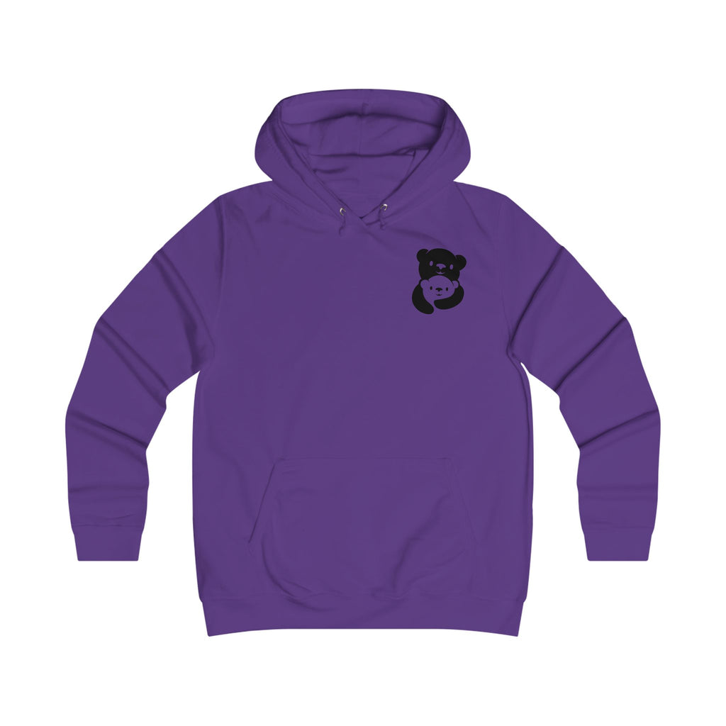 Black Bear Hug Women's Hoodie | Fitted College Hoodie for Moms