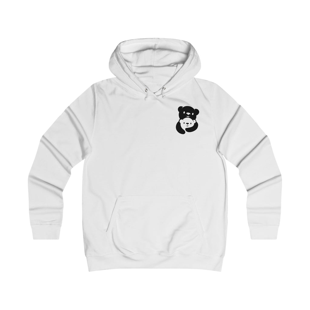 Black Bear Hug Women's Hoodie | Fitted College Hoodie for Moms