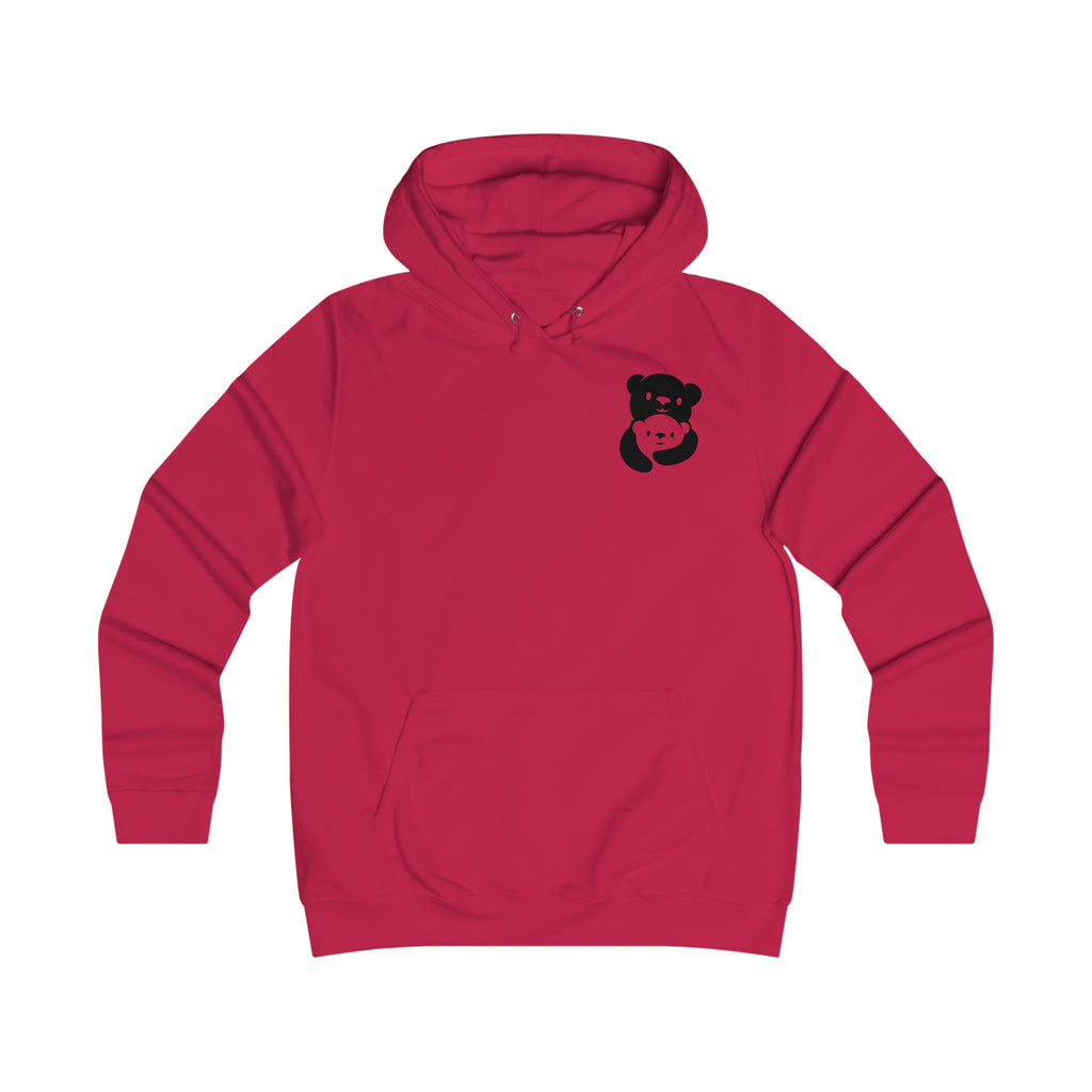 Black Bear Hug Women's Hoodie | Fitted College Hoodie for Moms