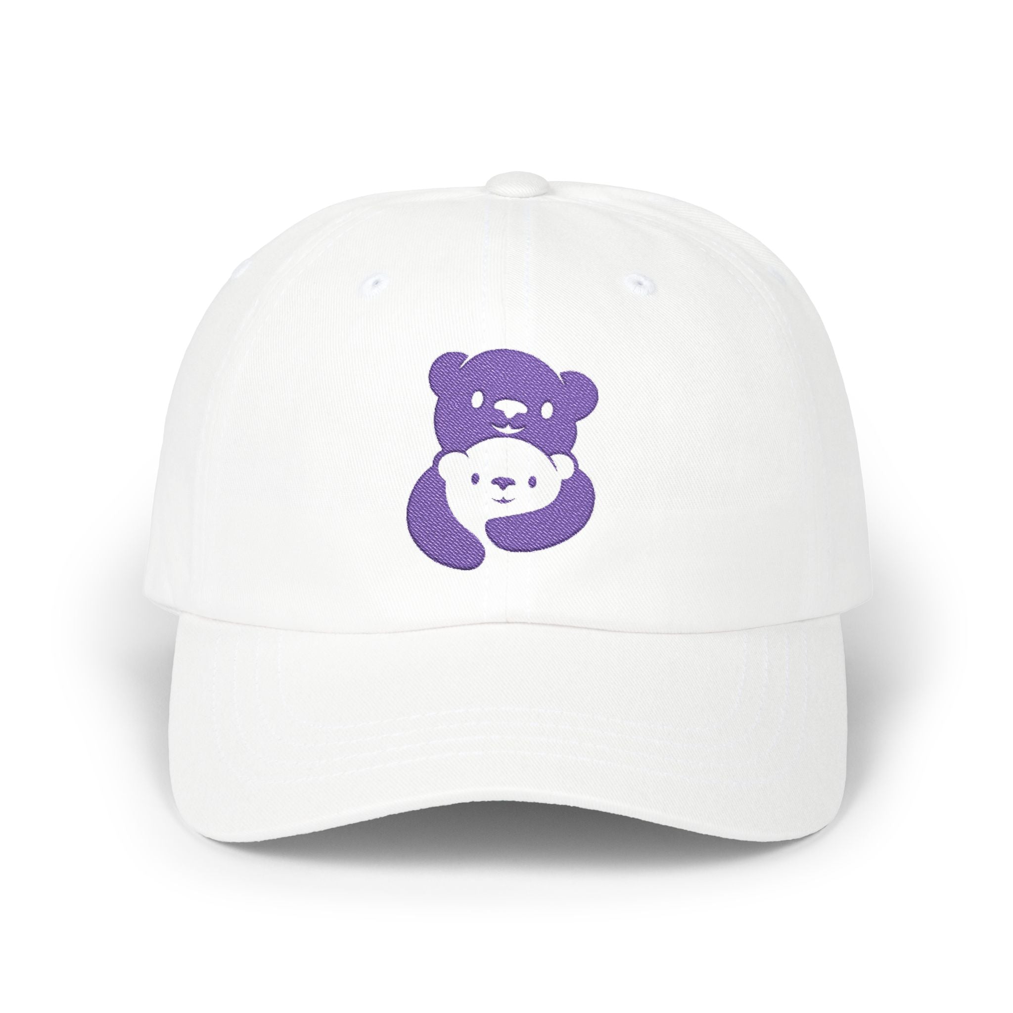 Purple Bear Hug Embroidered Hat | Bold Classic Cap