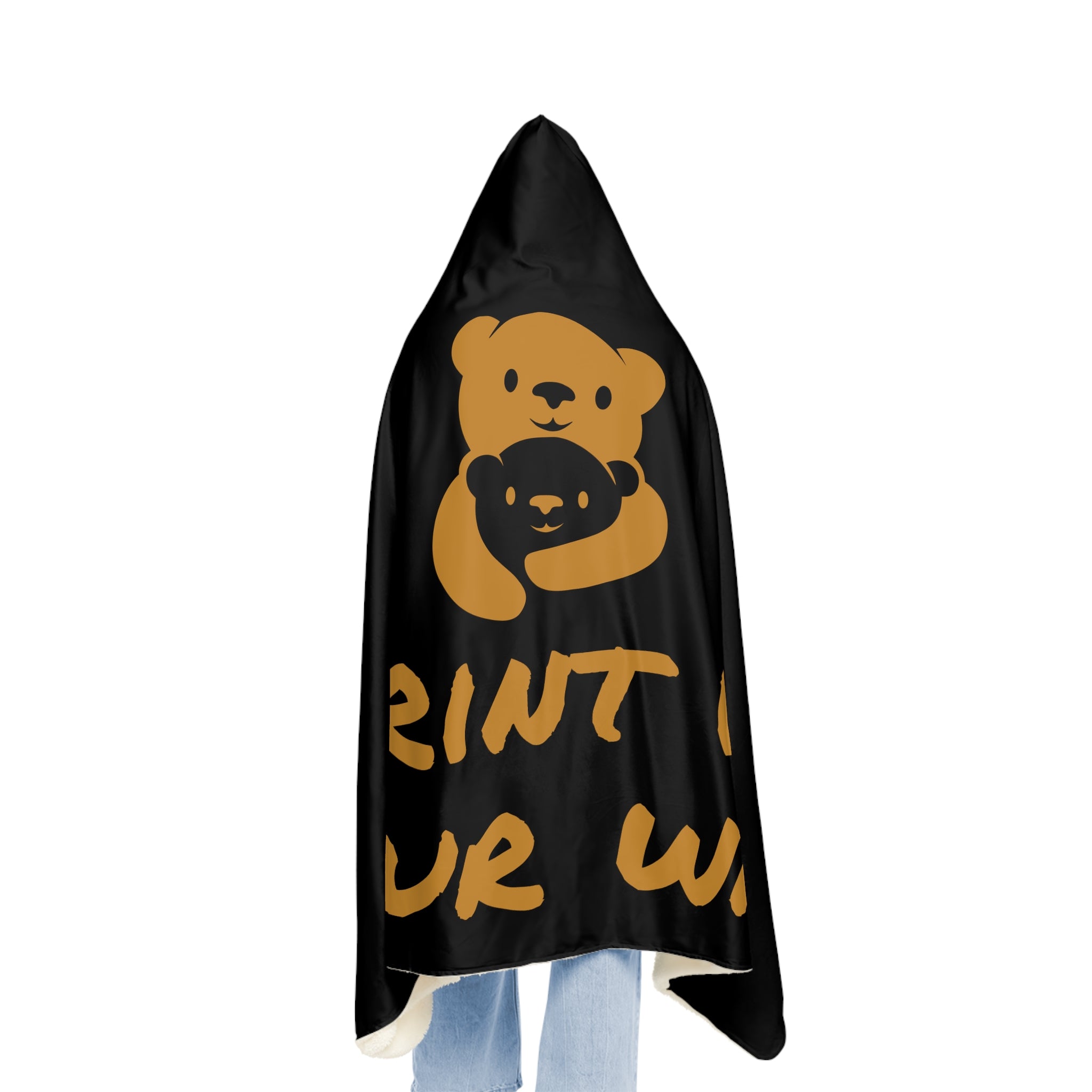 Gold Bear Hug Snuggle Blanket | Black Premium Luxury Fleece Throw