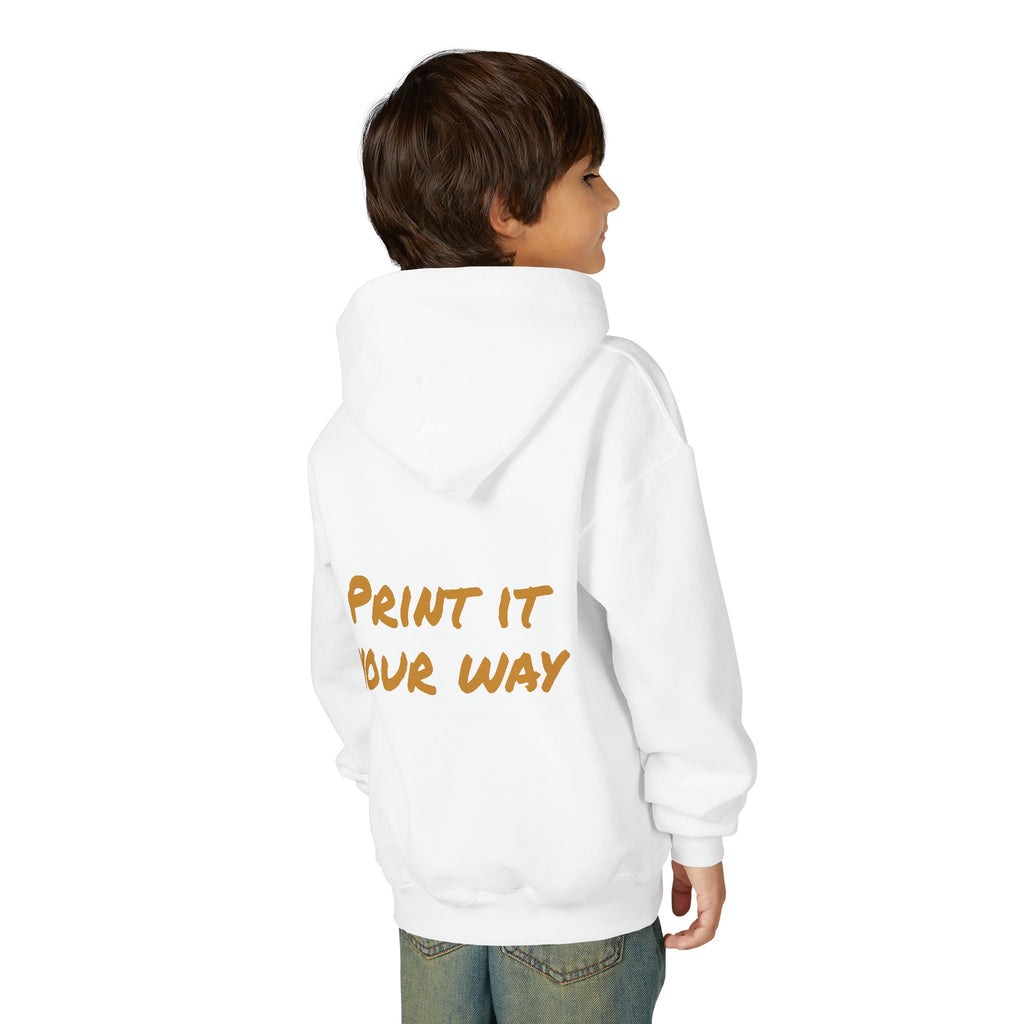 Gold Bear Hug Youth Hoodie | Premium Heavy Blend Hooded Sweatshirt