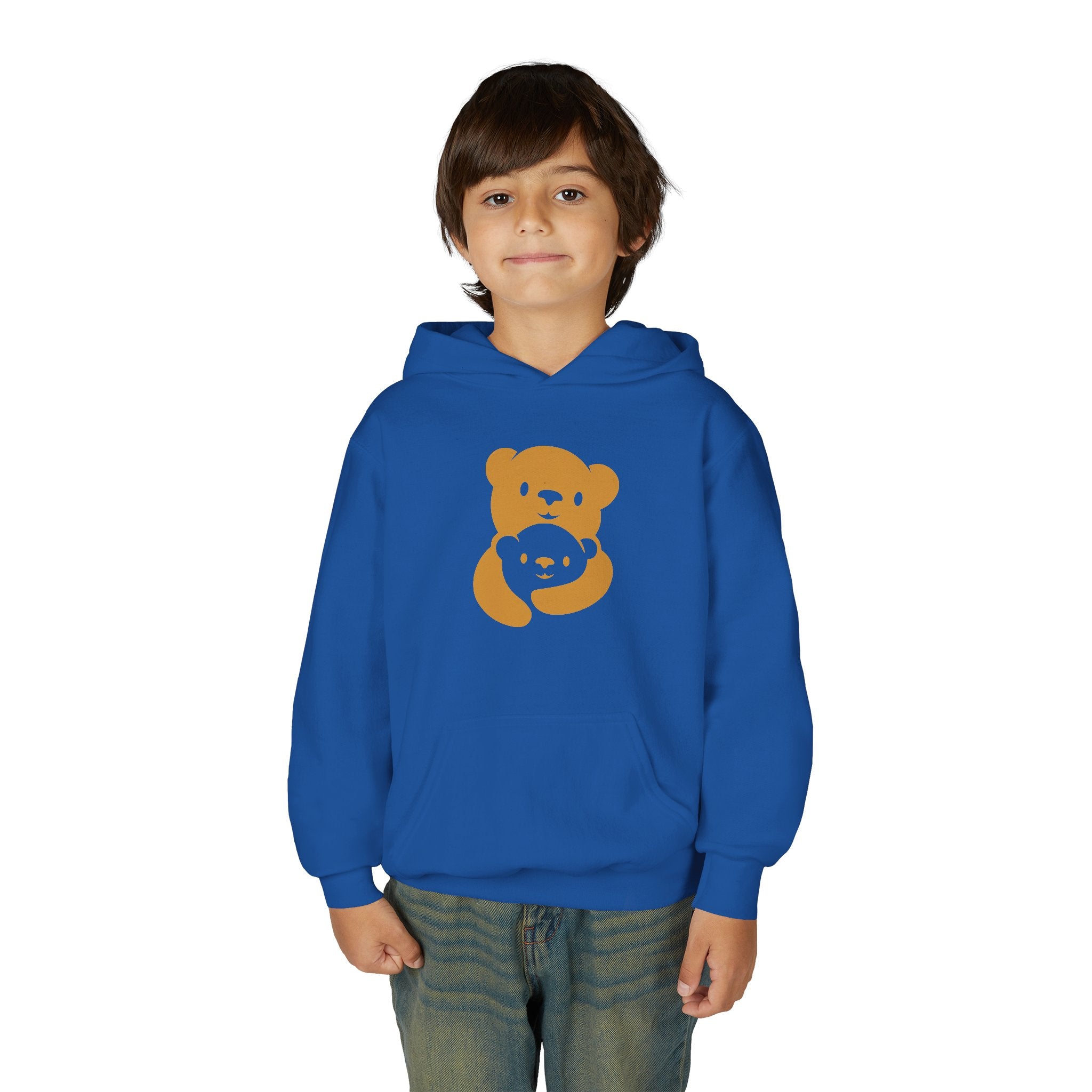 Gold Bear Hug Youth Hoodie | Premium Heavy Blend Hooded Sweatshirt