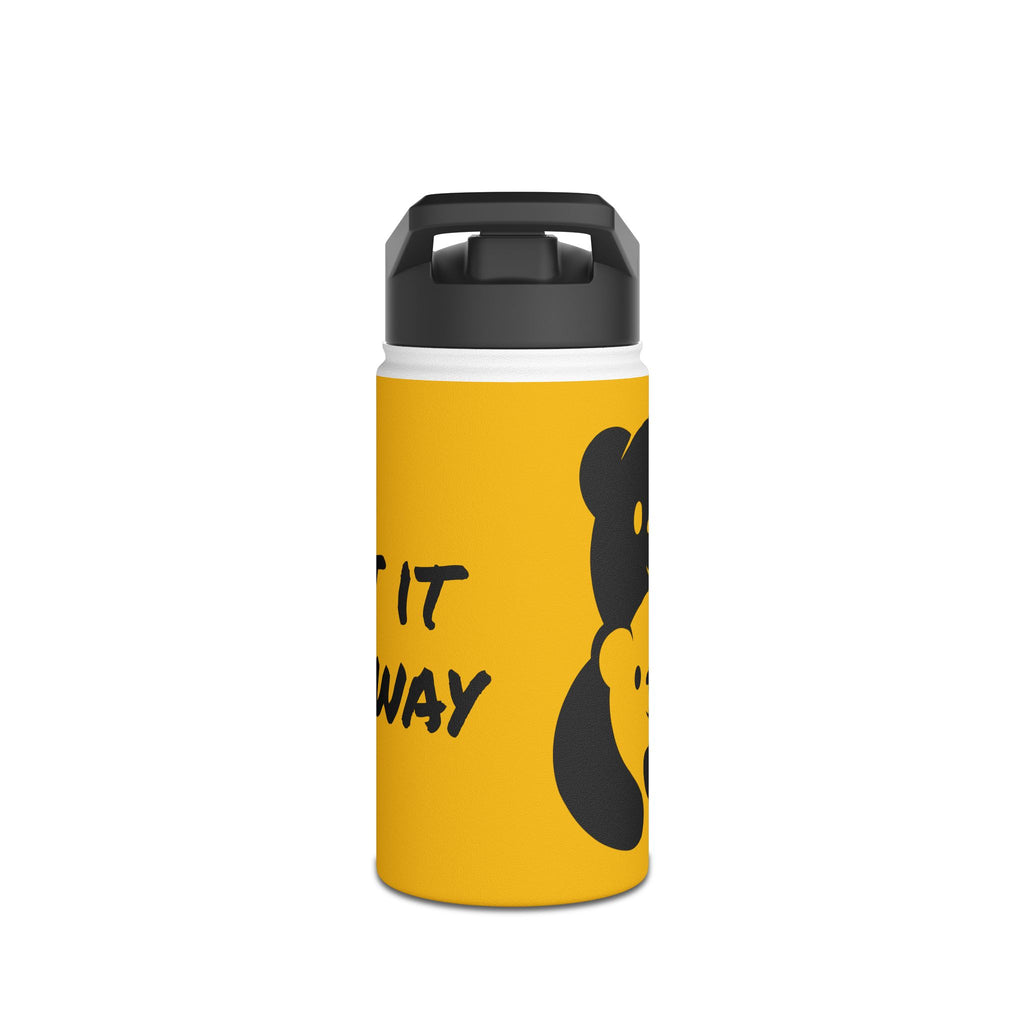 Black Bear Hug Stainless Steel Water Bottle | Yellow Insulated 12oz/18oz/32oz